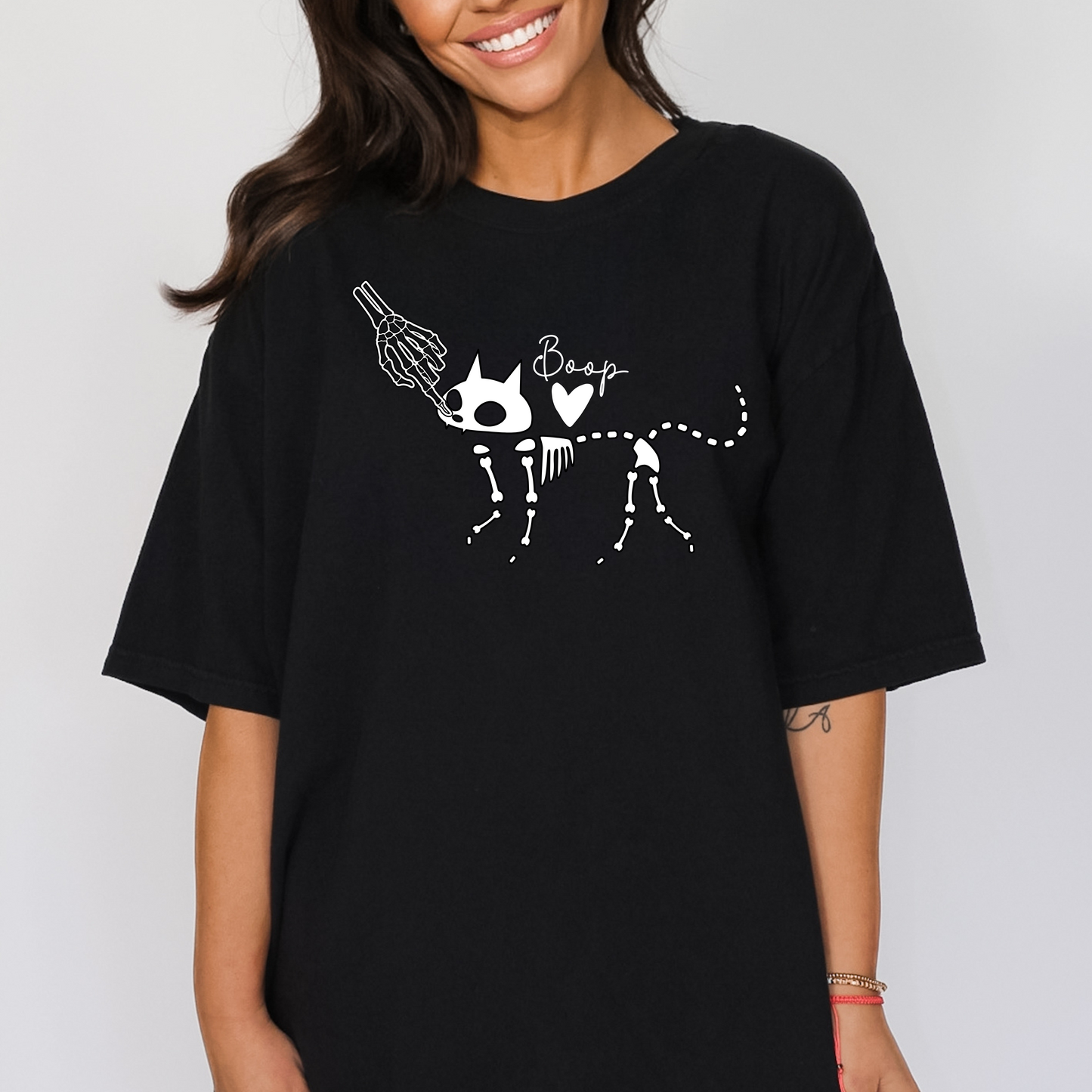 Skeleton Cat Boop Halloween T-Shirt