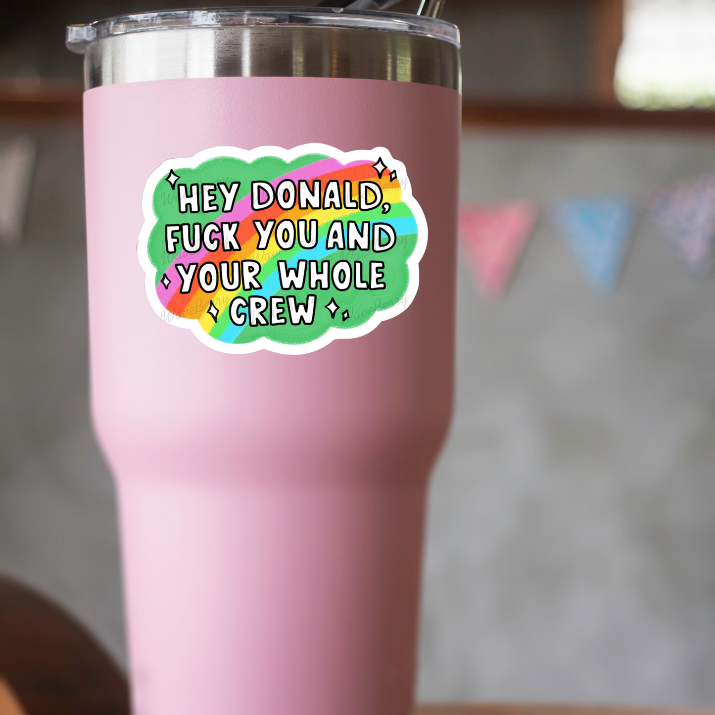 Hey Donald F*ck You and Your Whole Crew Sticker