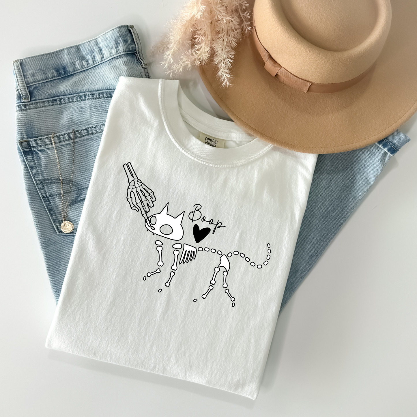 Skeleton Cat Boop Halloween T-Shirt