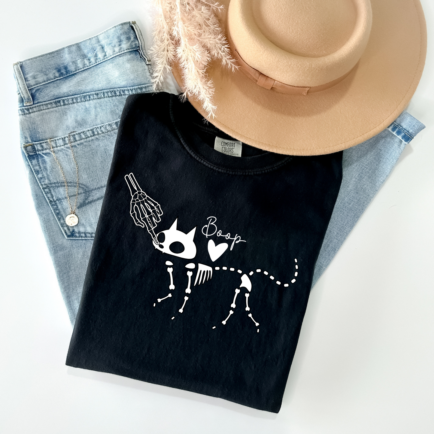 Skeleton Cat Boop Halloween T-Shirt