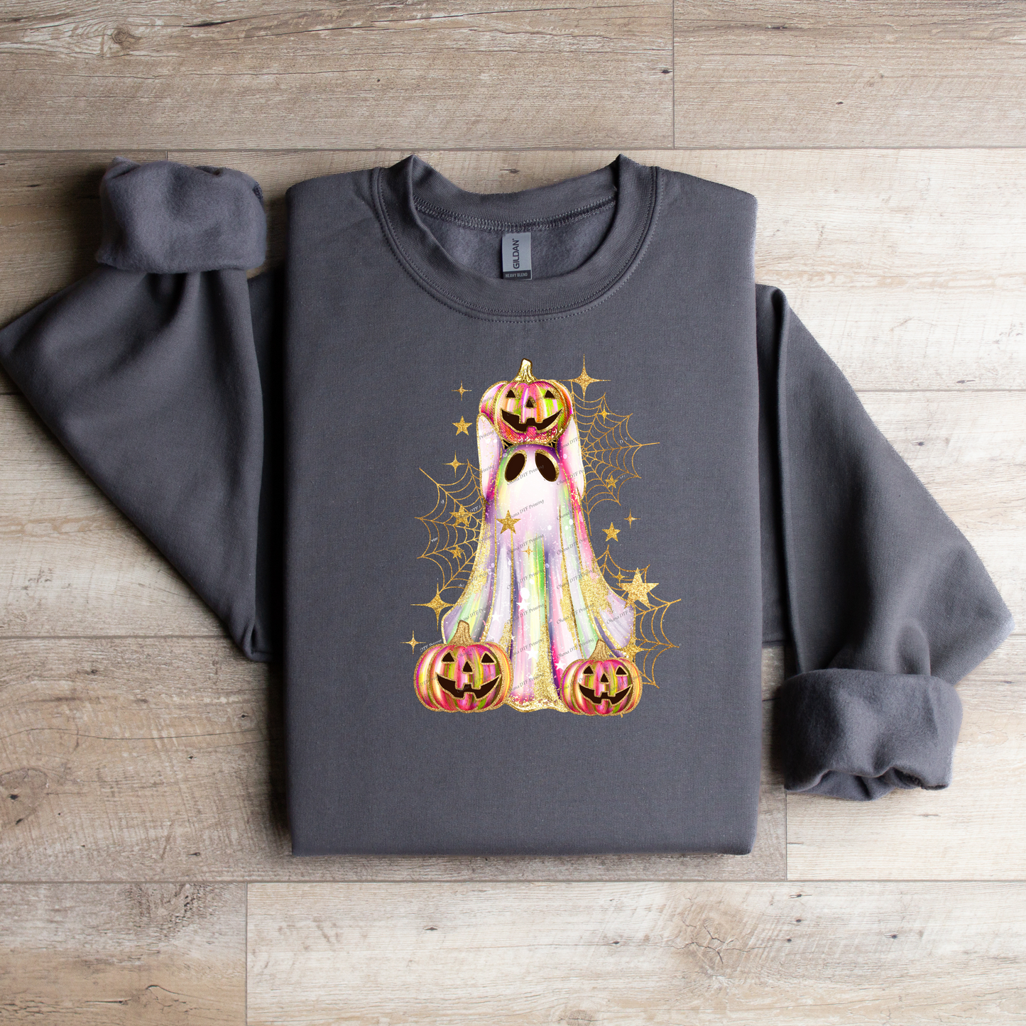 Glitter Ghost Pumpkin Crewneck Sweatshirt - WaveBerry Threads
