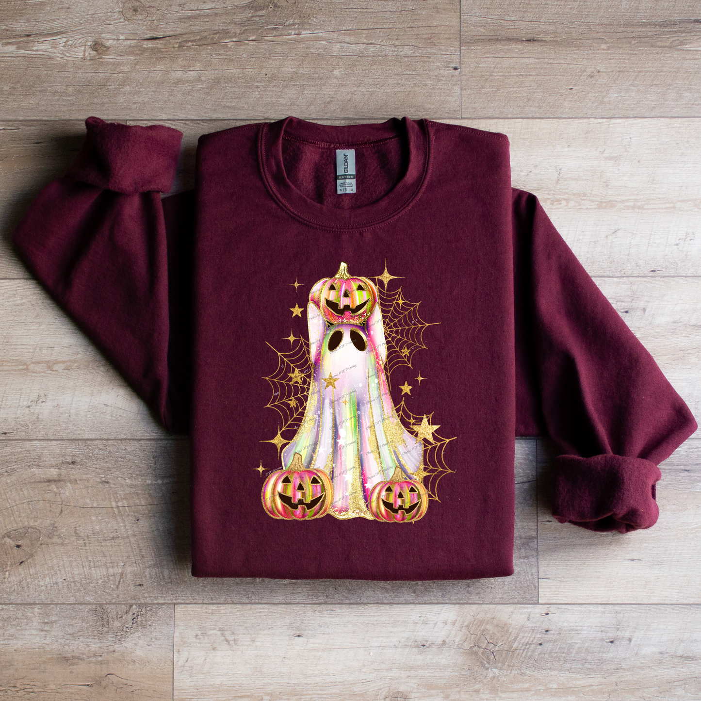 Glitter Ghost Pumpkin Crewneck Sweatshirt - WaveBerry Threads