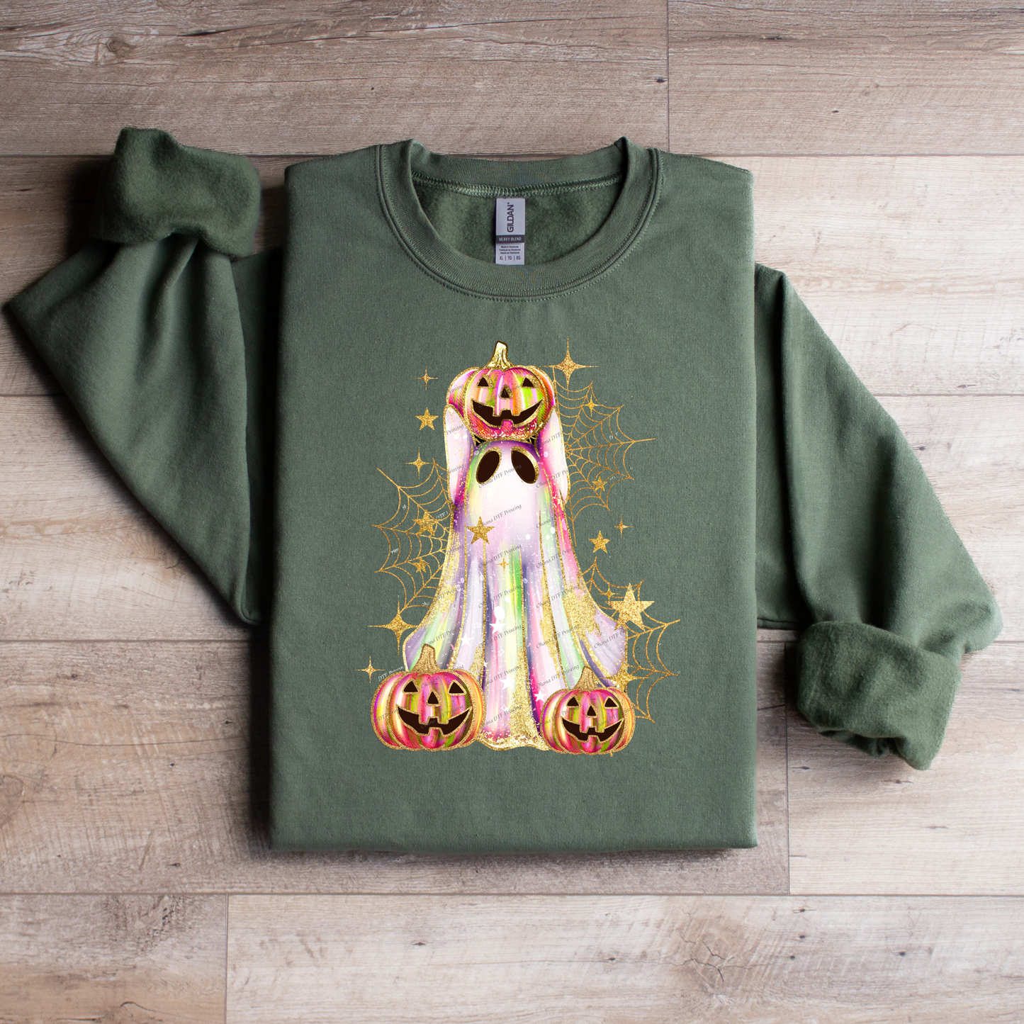 Glitter Ghost Pumpkin Crewneck Sweatshirt - WaveBerry Threads