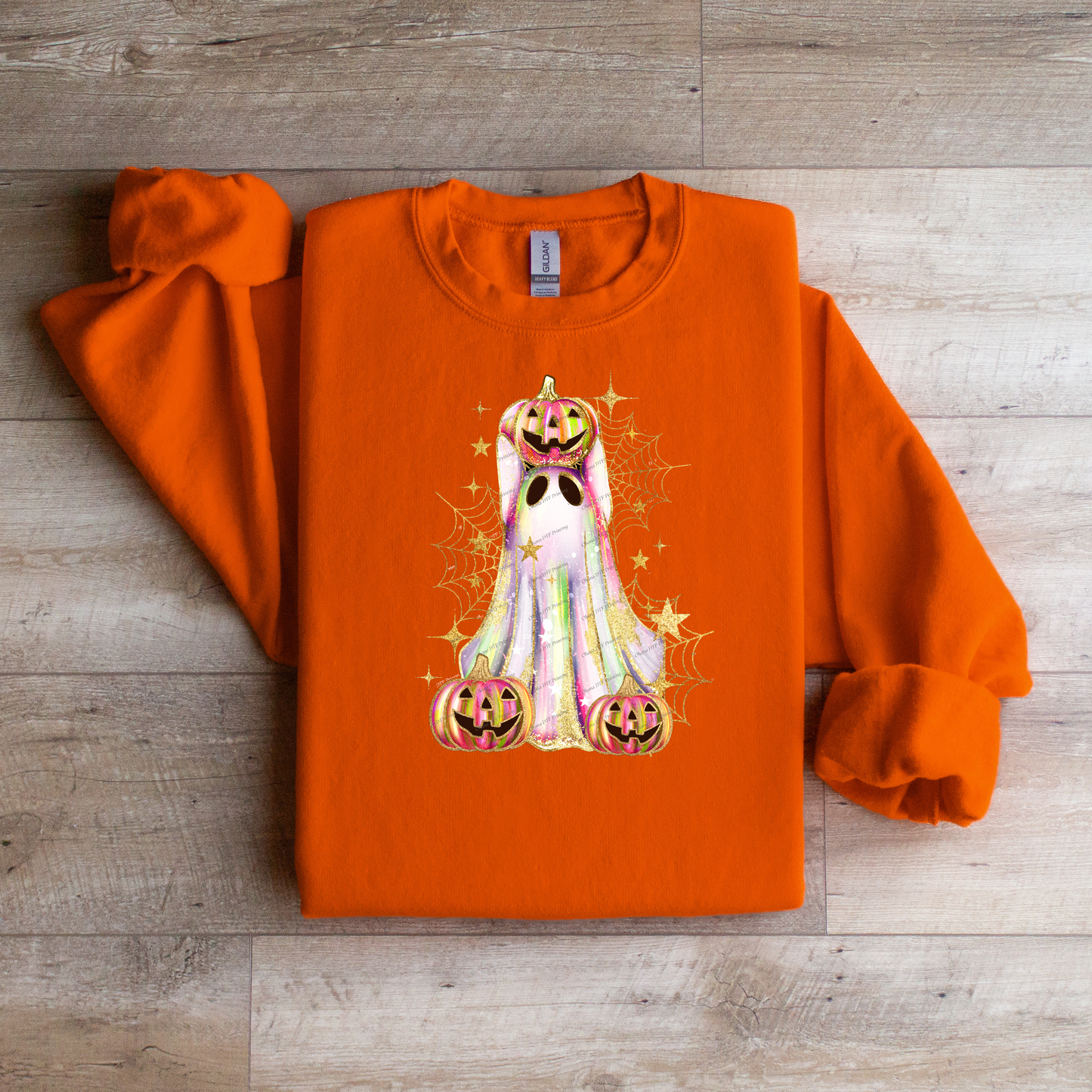 Glitter Ghost Pumpkin Crewneck Sweatshirt - WaveBerry Threads