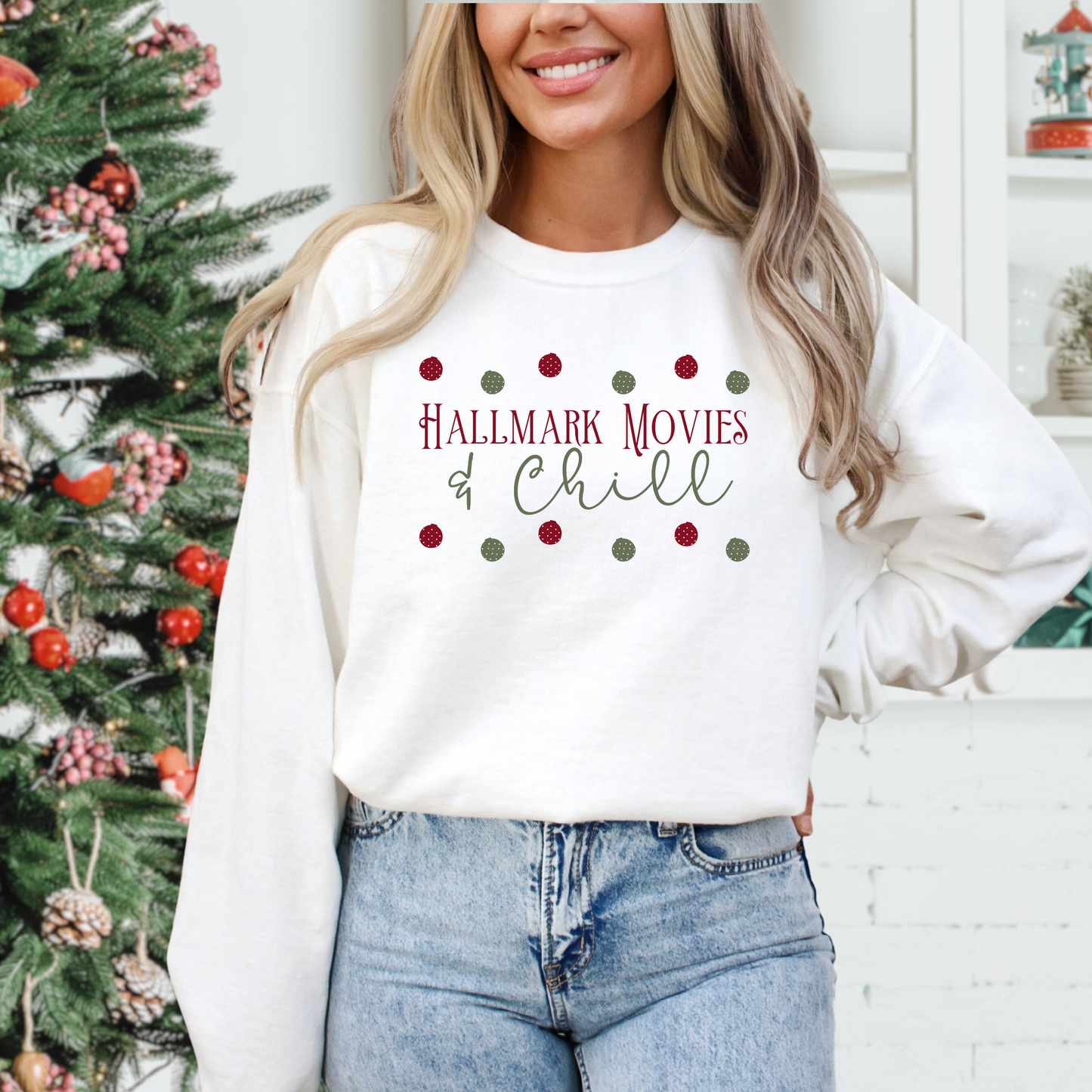Hallmark Movies & Chill Crewneck Sweatshirt - WaveBerry Threads
