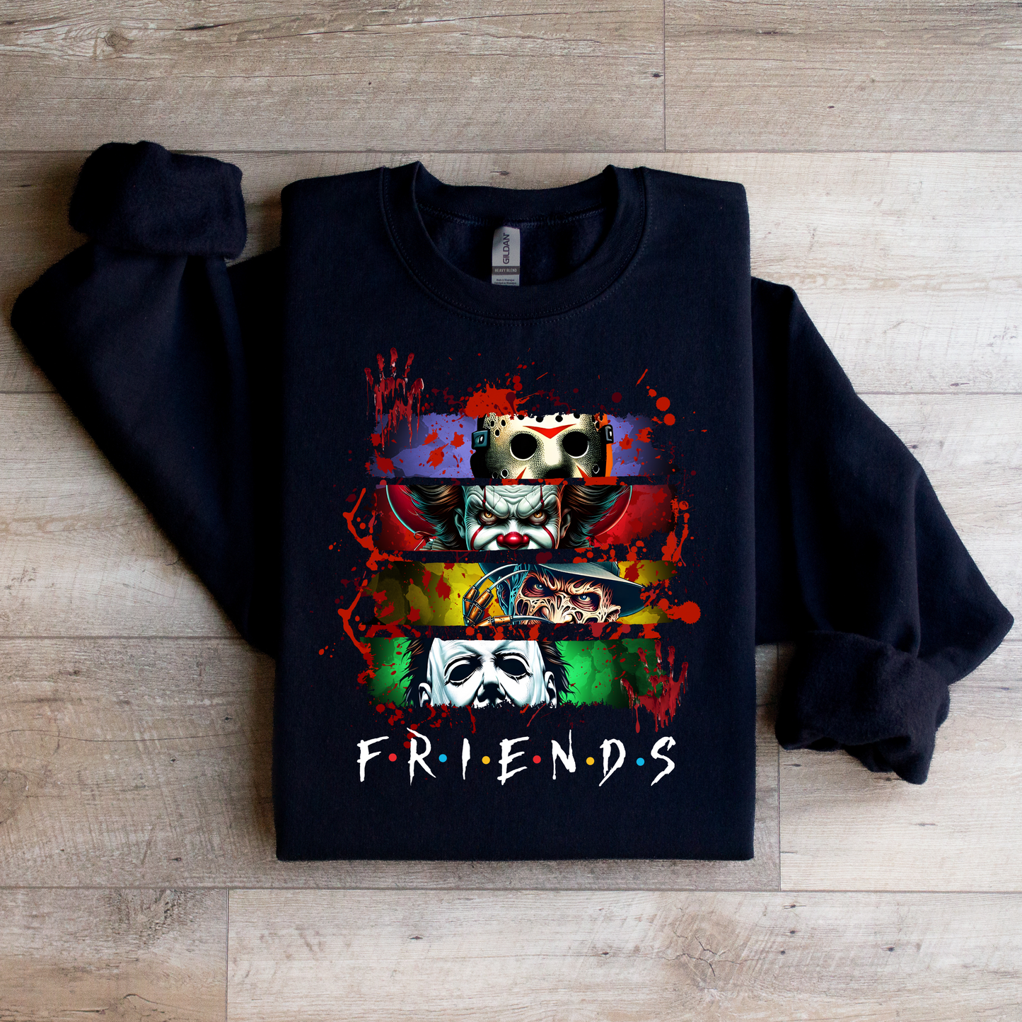 Horror Movie Friends Crewneck Sweatshirt - WaveBerry Threads