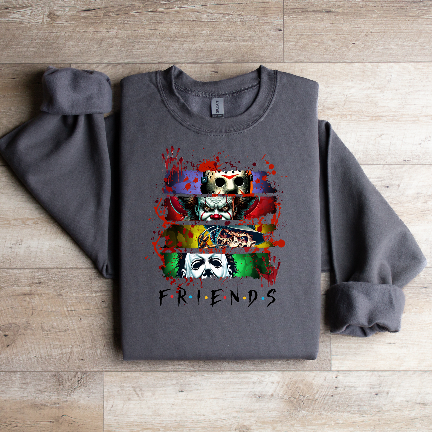 Horror Movie Friends Crewneck Sweatshirt - WaveBerry Threads