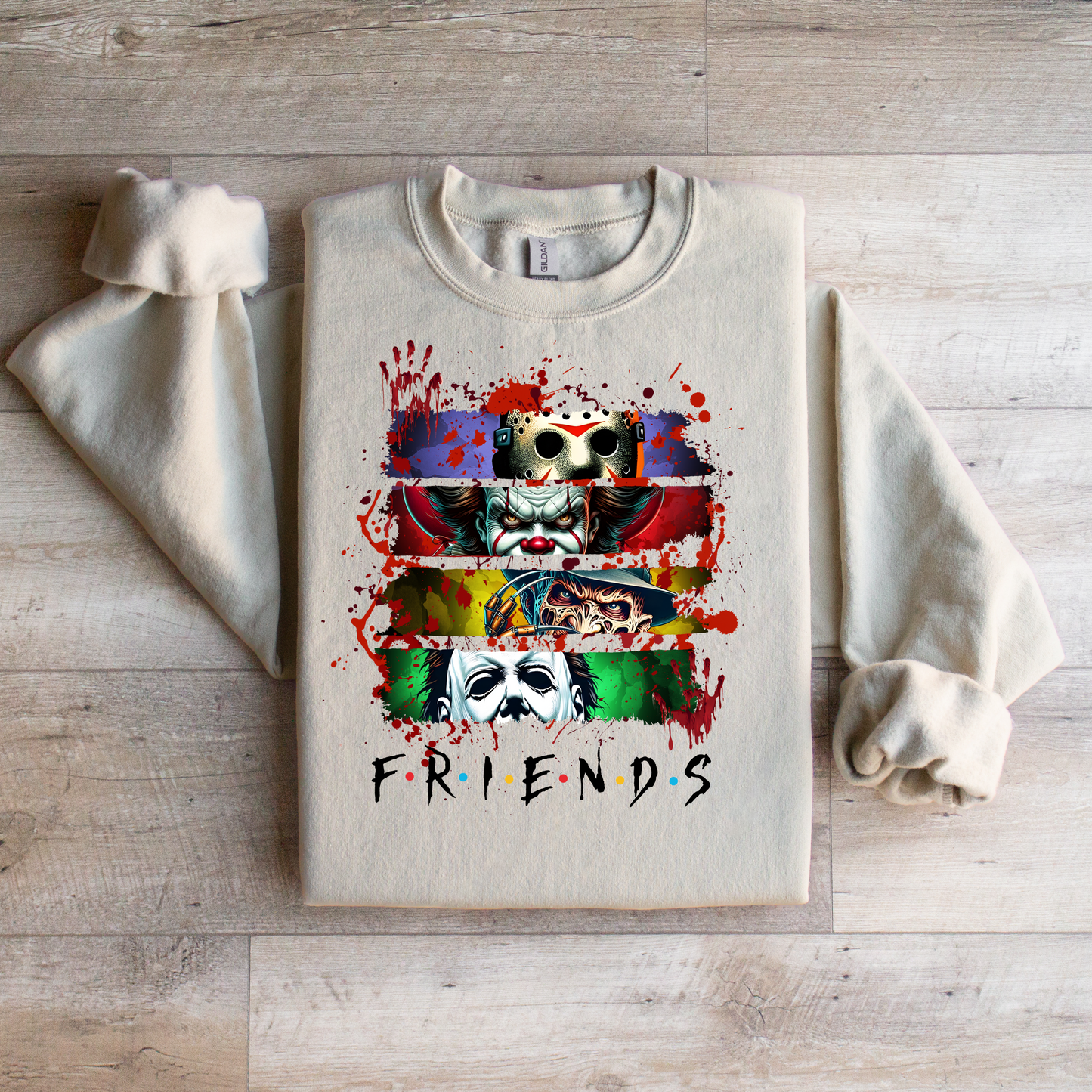 Horror Movie Friends Crewneck Sweatshirt - WaveBerry Threads