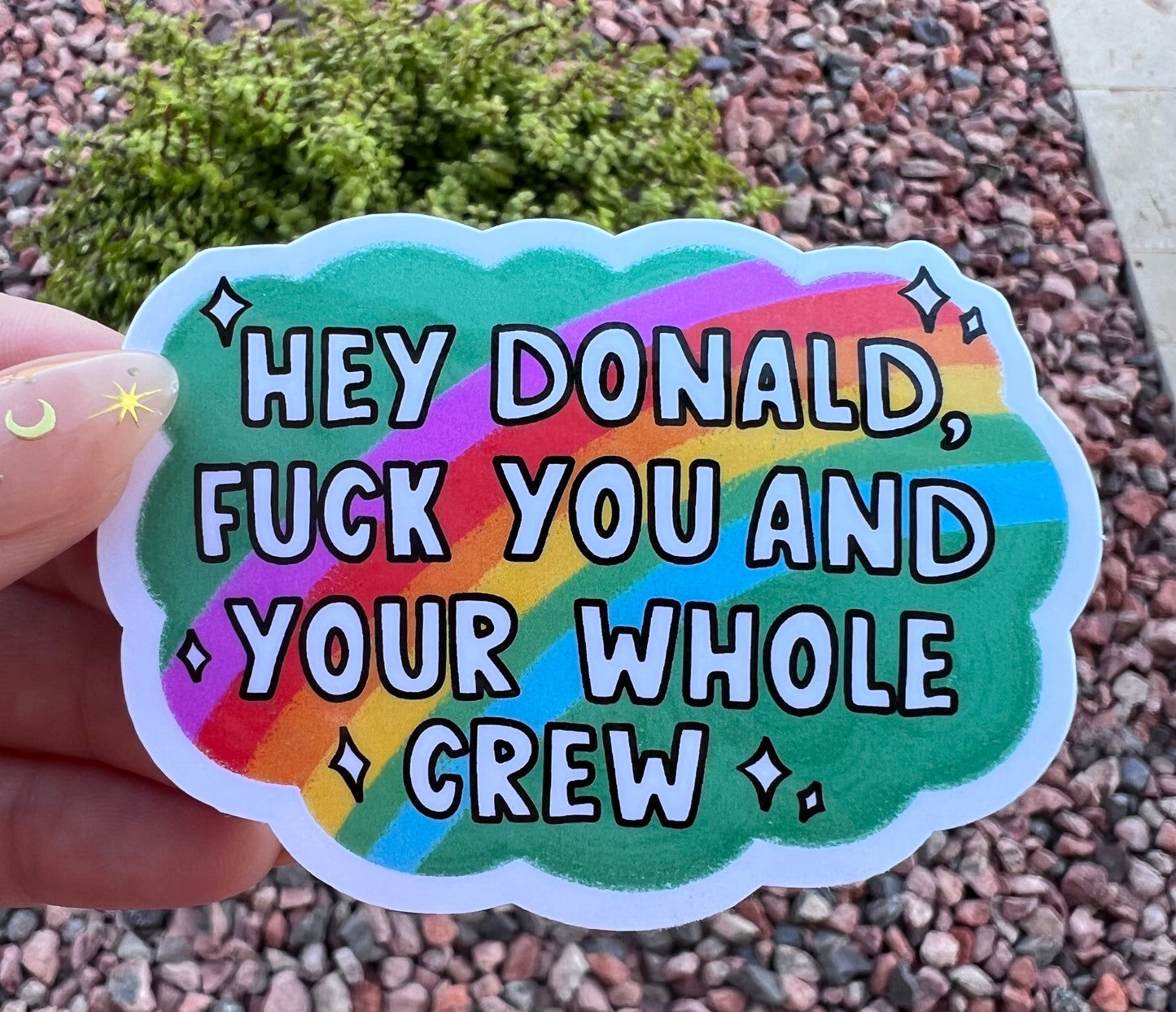 Hey Donald F*ck You and Your Whole Crew Sticker