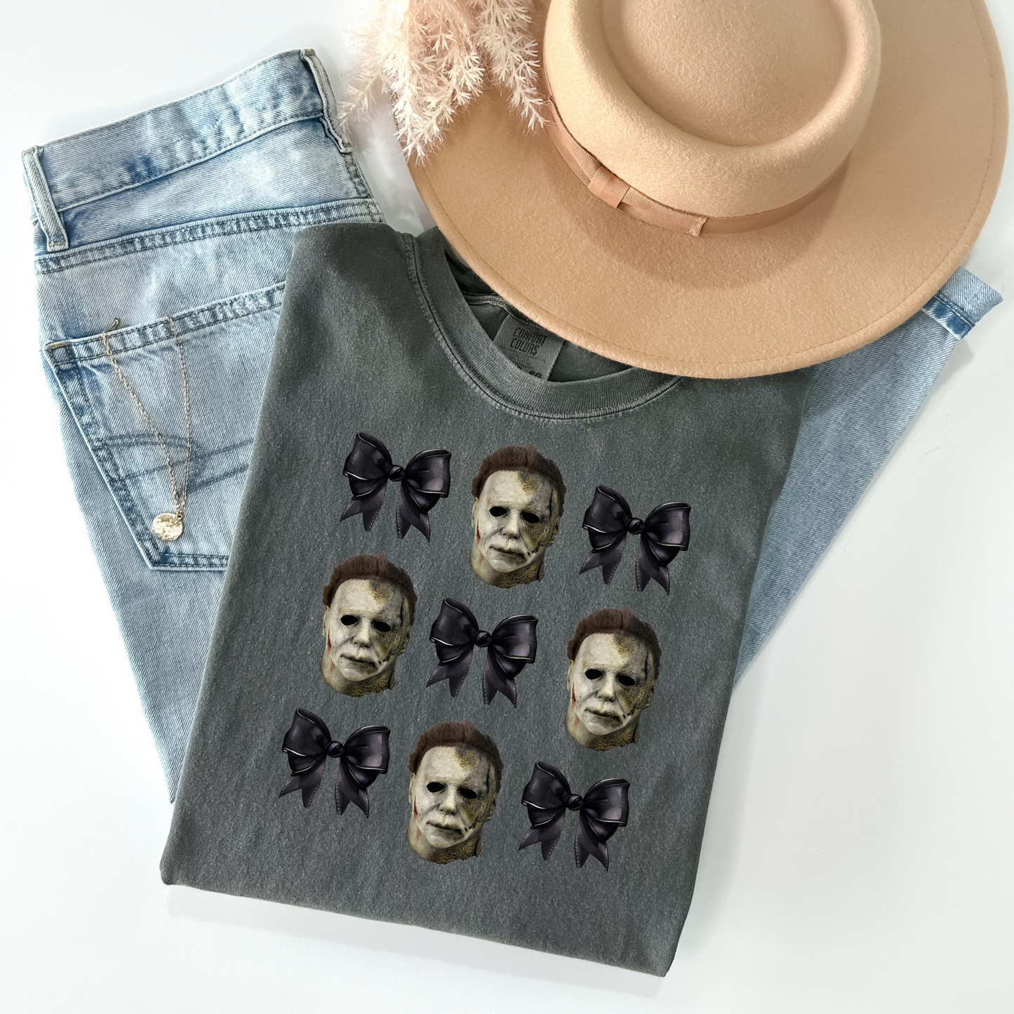 Michael Myers Mask & Bow T-Shirt - WaveBerry Threads