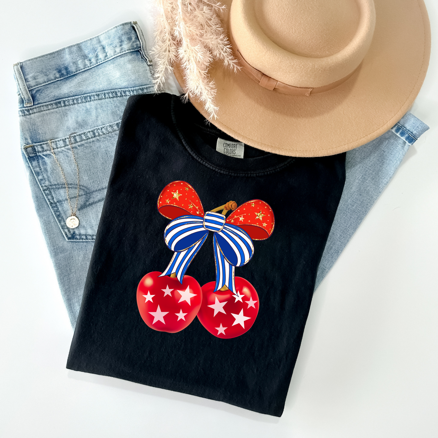 Coquette Patriotic Cherries T-Shirt - WaveBerry Threads