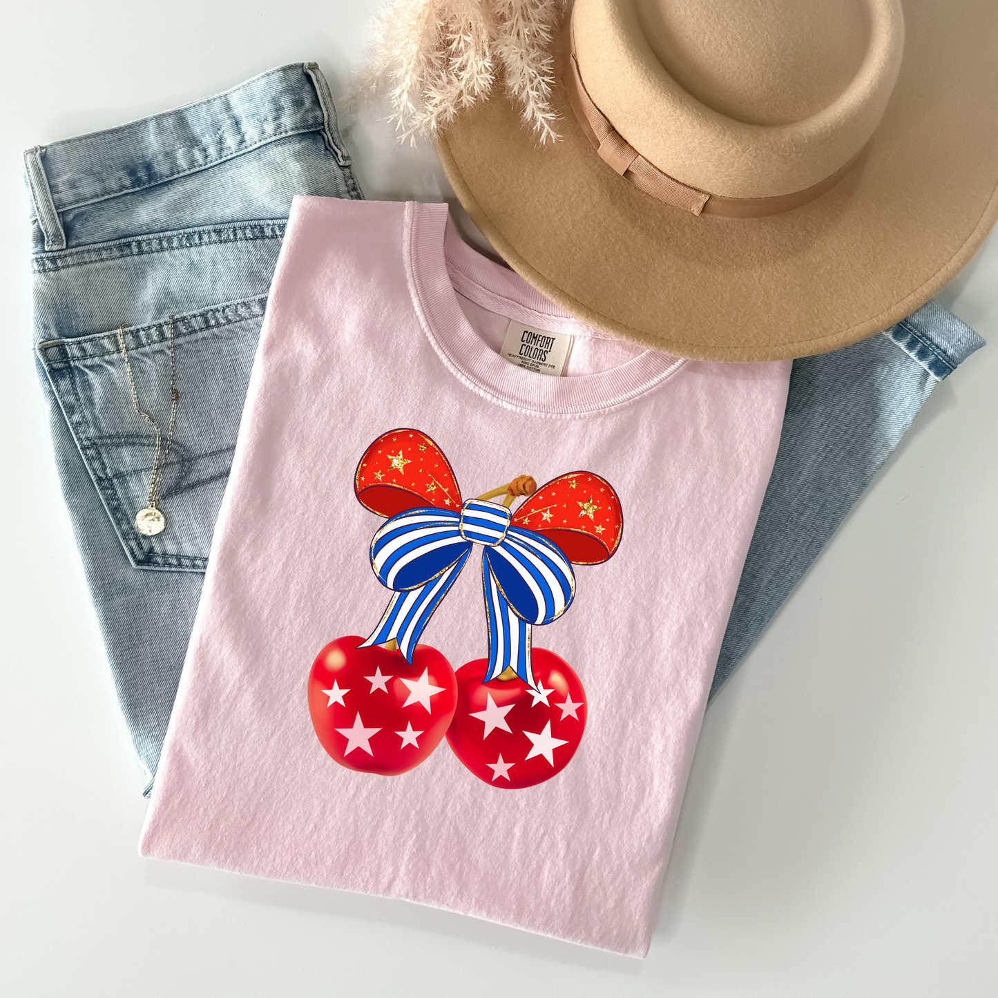 Coquette Patriotic Cherries T-Shirt - WaveBerry Threads