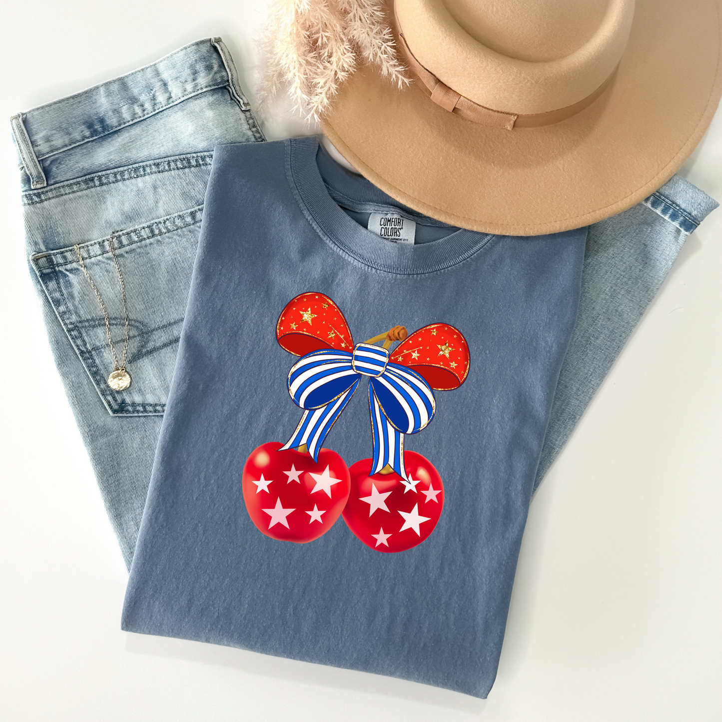 Coquette Patriotic Cherries T-Shirt - WaveBerry Threads