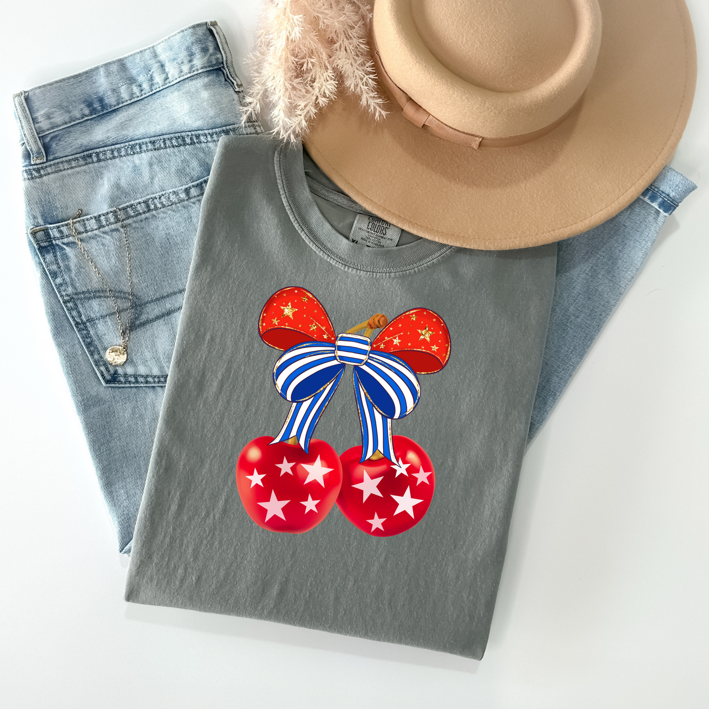 Coquette Patriotic Cherries T-Shirt - WaveBerry Threads