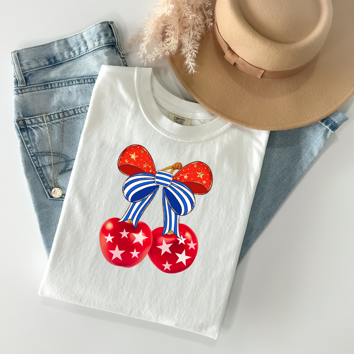 Coquette Patriotic Cherries T-Shirt - WaveBerry Threads