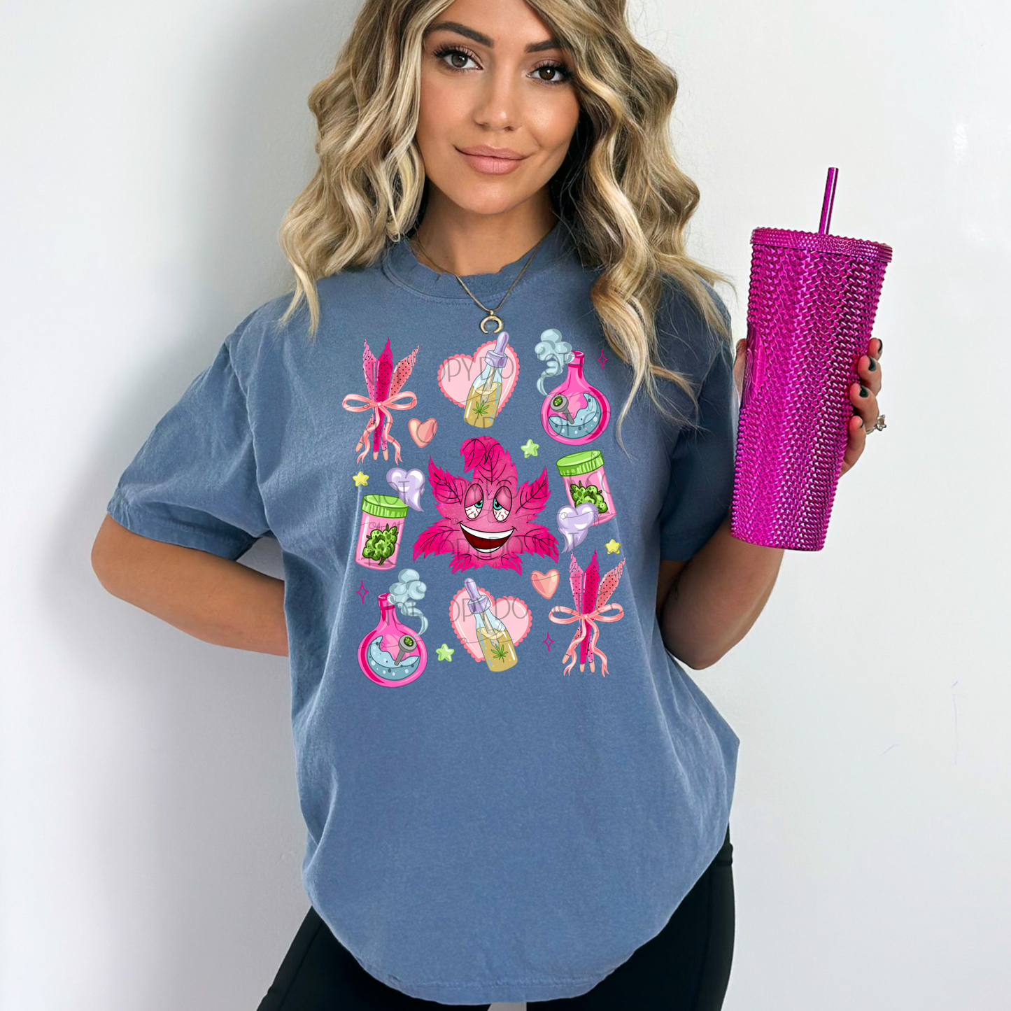 Girly Pink Cannabis T-Shirt