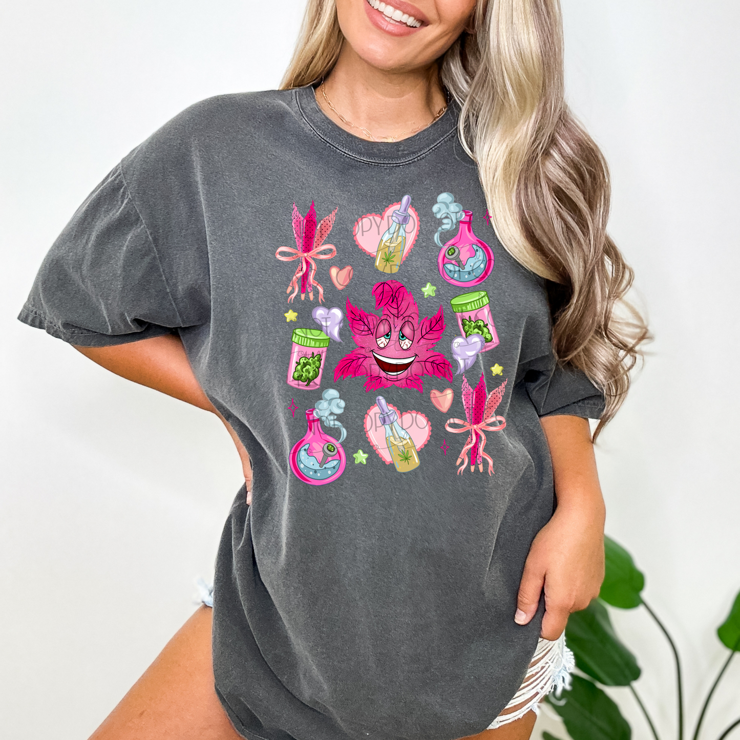 Girly Pink Cannabis T-Shirt