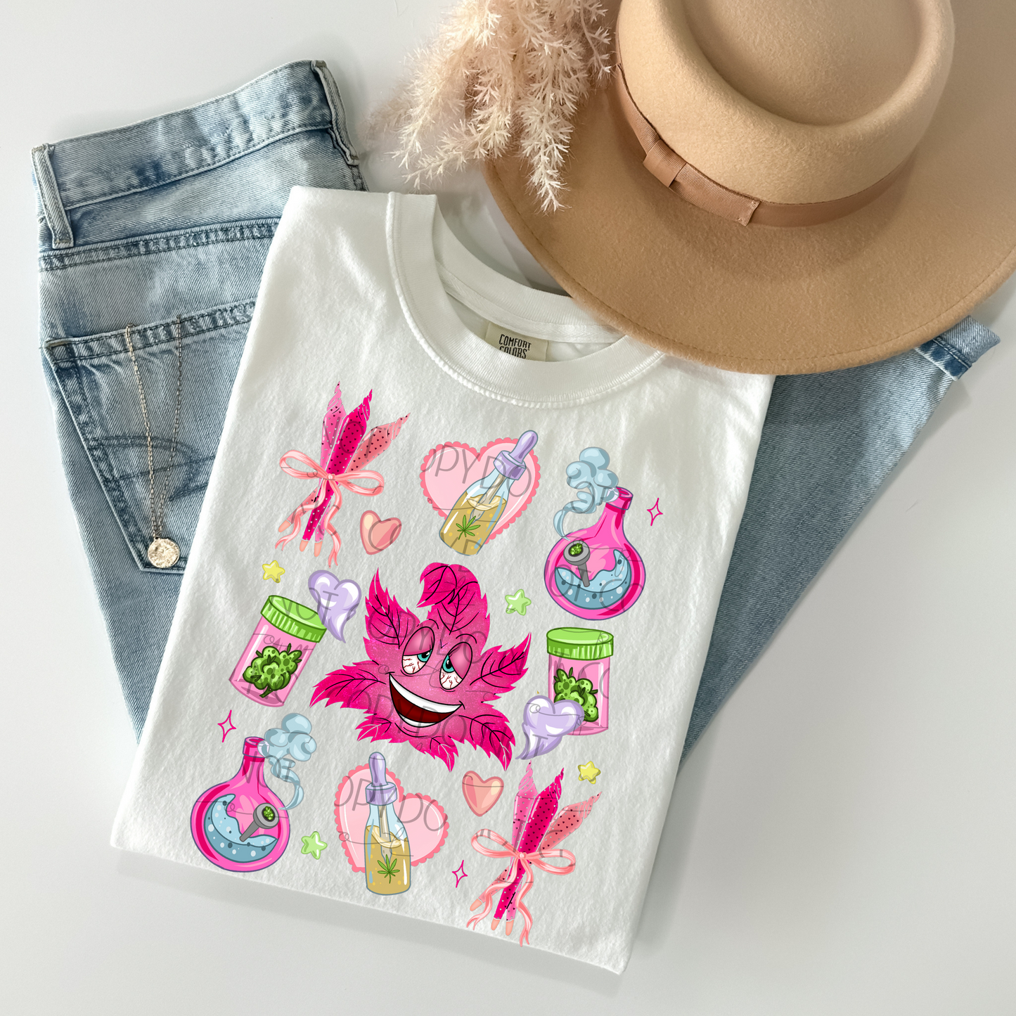 Girly Pink Cannabis T-Shirt