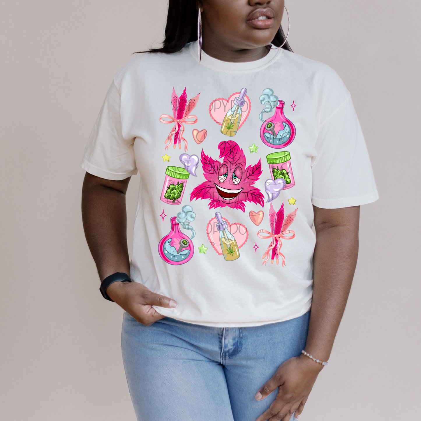 Girly Pink Cannabis T-Shirt