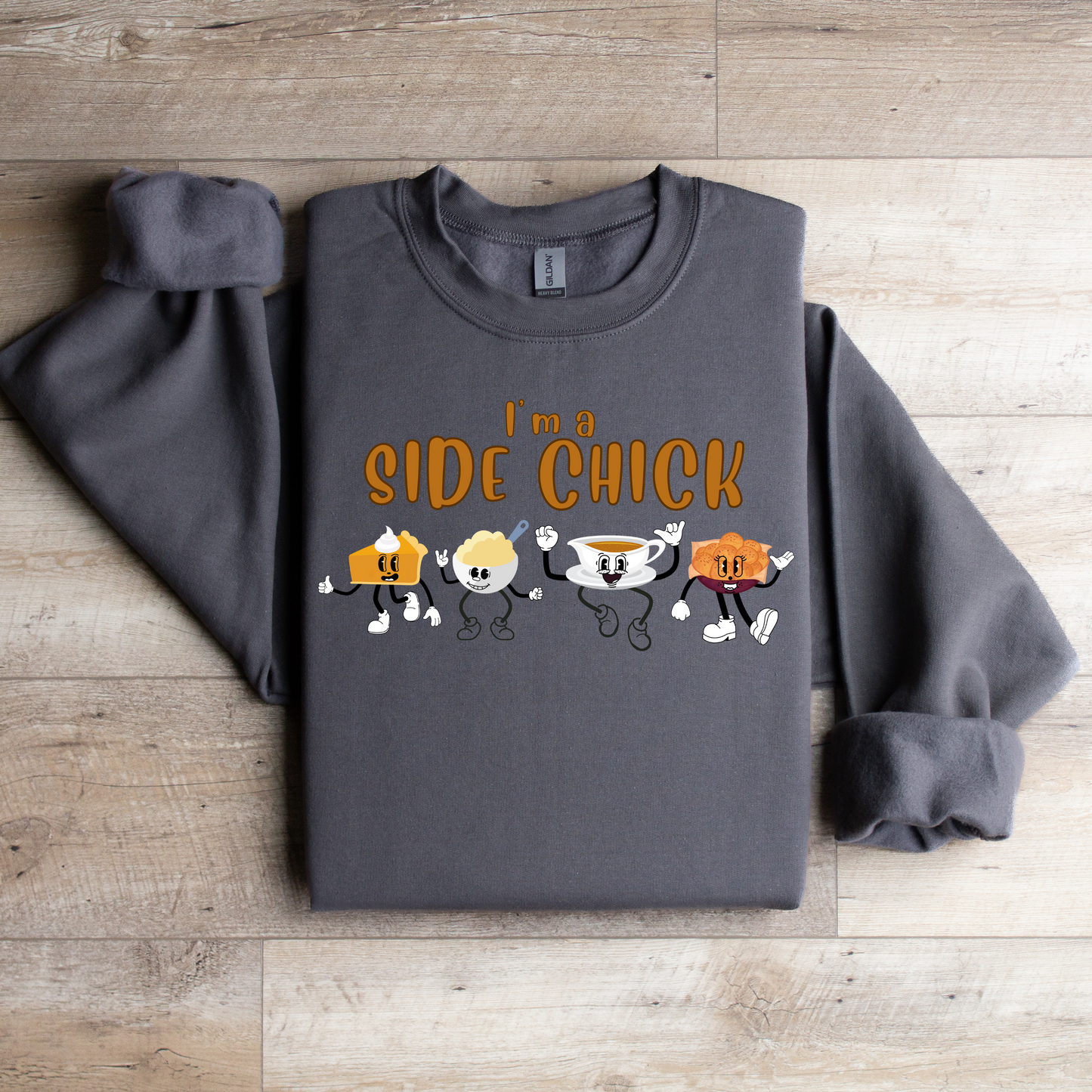 Side Chick Retro Thanksgiving Sweatshirt - WaveBerry Threads
