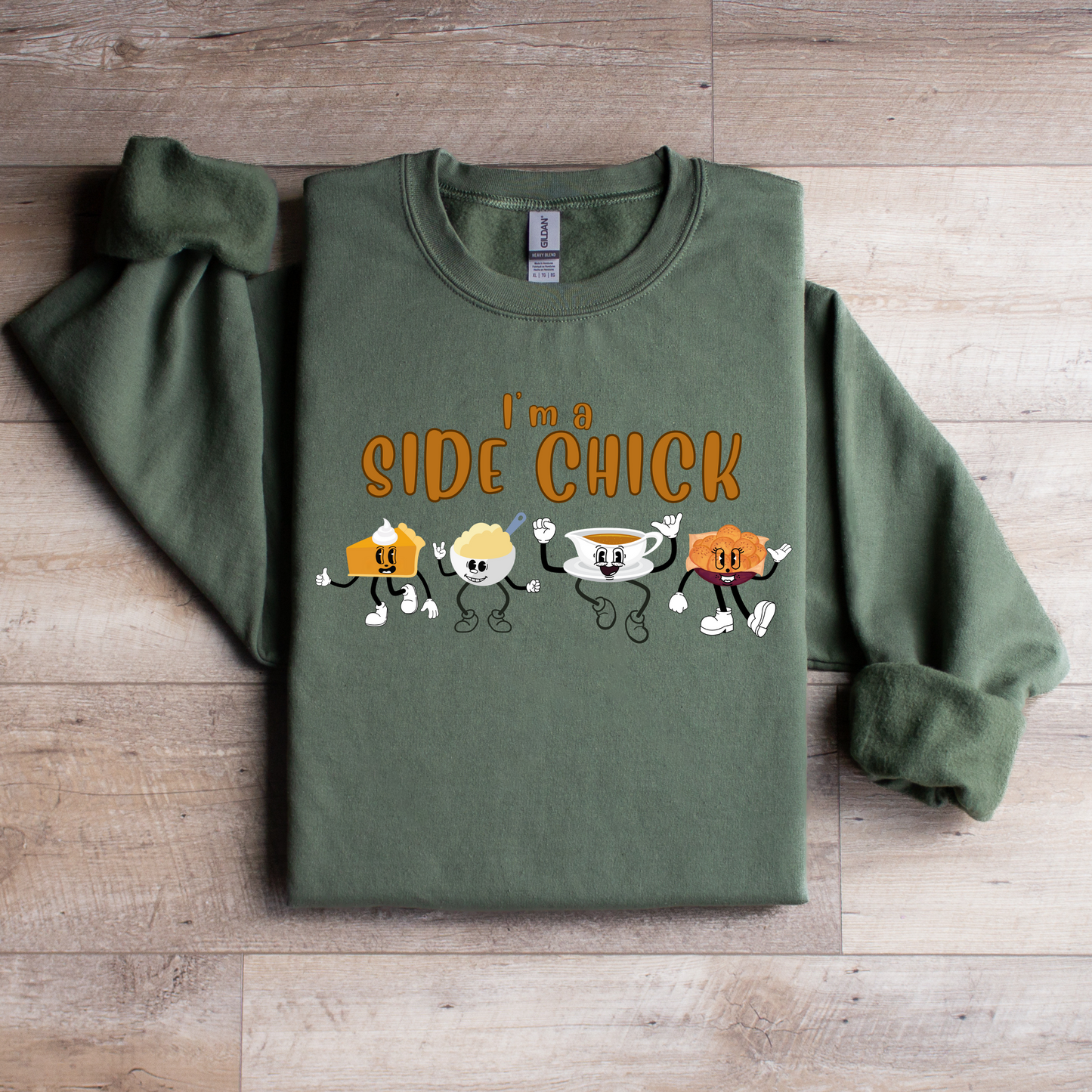 Side Chick Retro Thanksgiving Sweatshirt - WaveBerry Threads