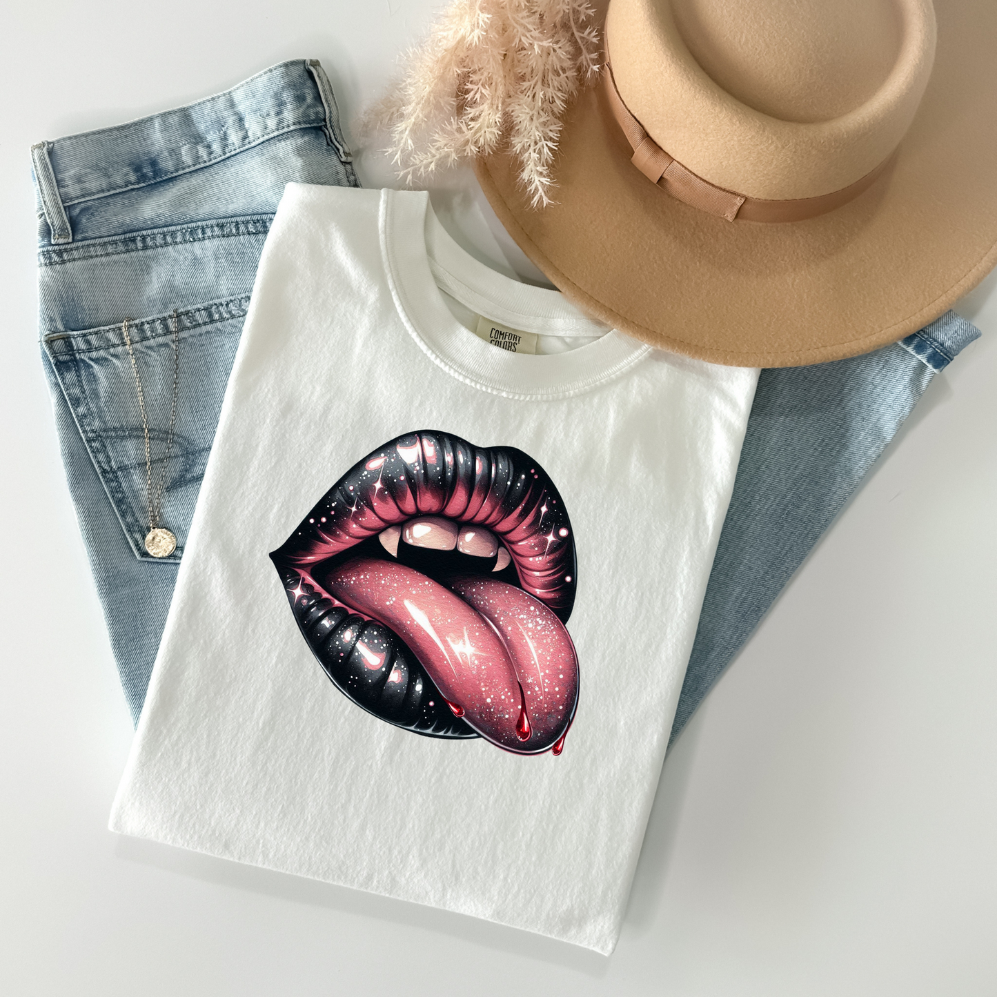 Vampire Fangs & Mouth T-Shirt - WaveBerry Threads