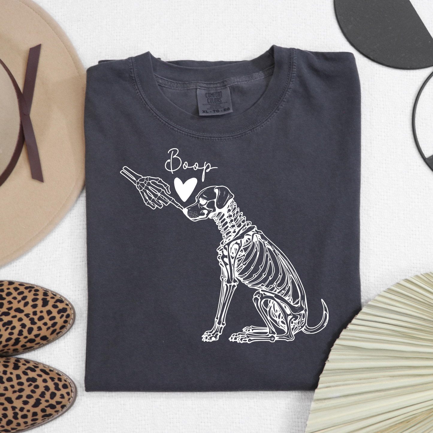 Skeleton Dog Boop Halloween T-Shirt - WaveBerry Threads
