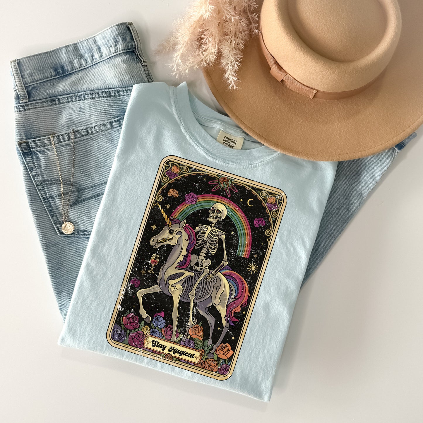 Stay Magical Skeleton Tarot Card T-Shirt - WaveBerry Threads