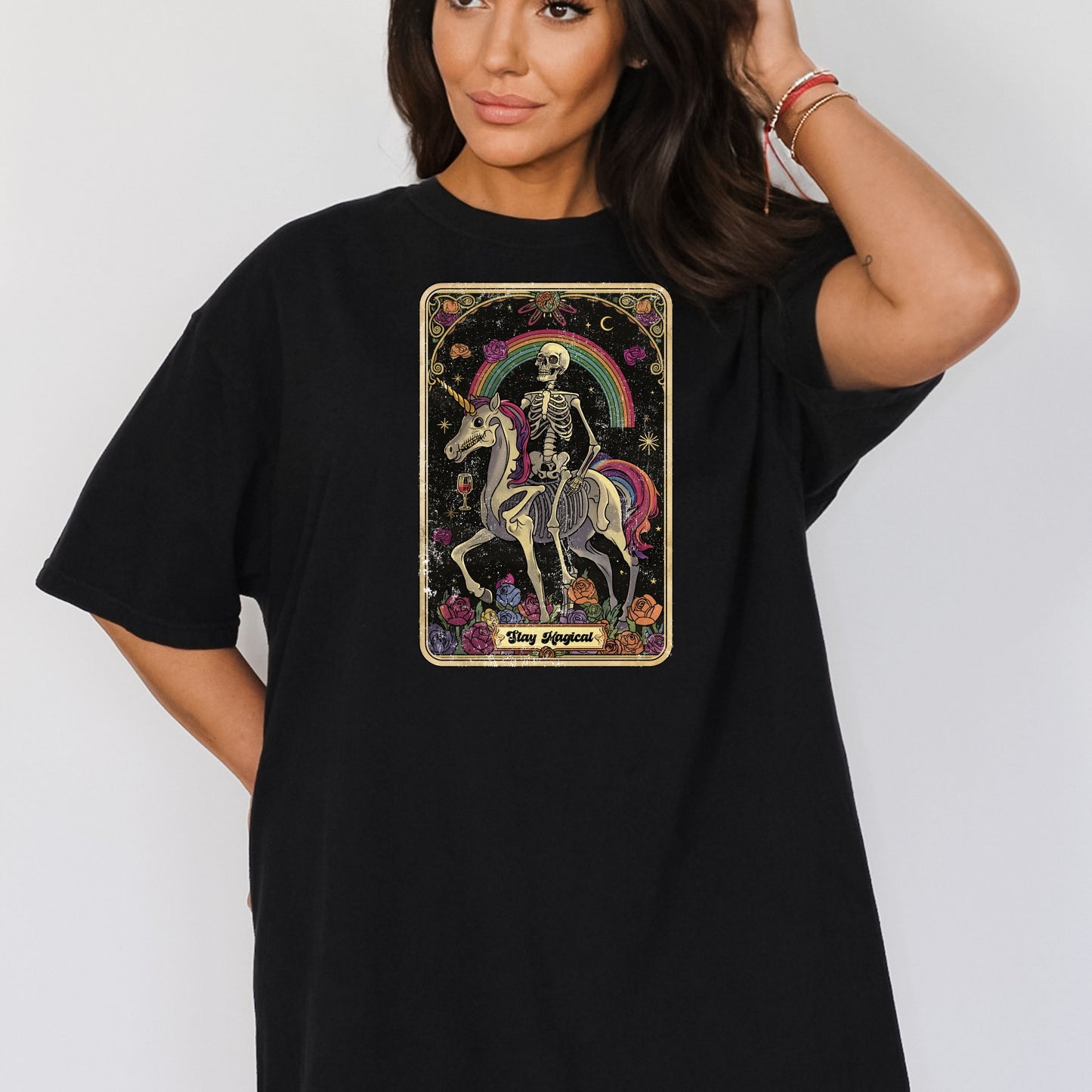 Stay Magical Skeleton Tarot Card T-Shirt - WaveBerry Threads