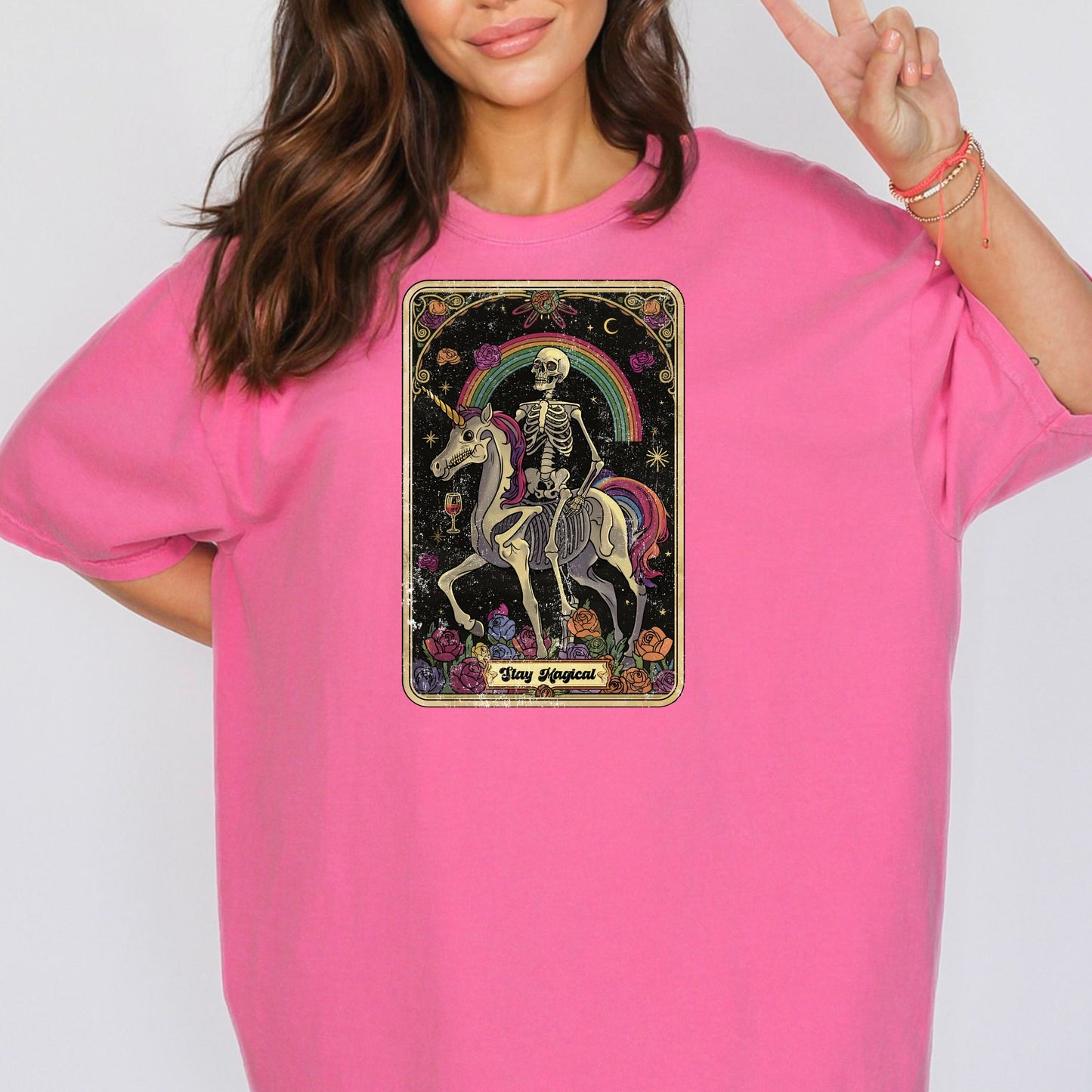 Stay Magical Skeleton Tarot Card T-Shirt - WaveBerry Threads