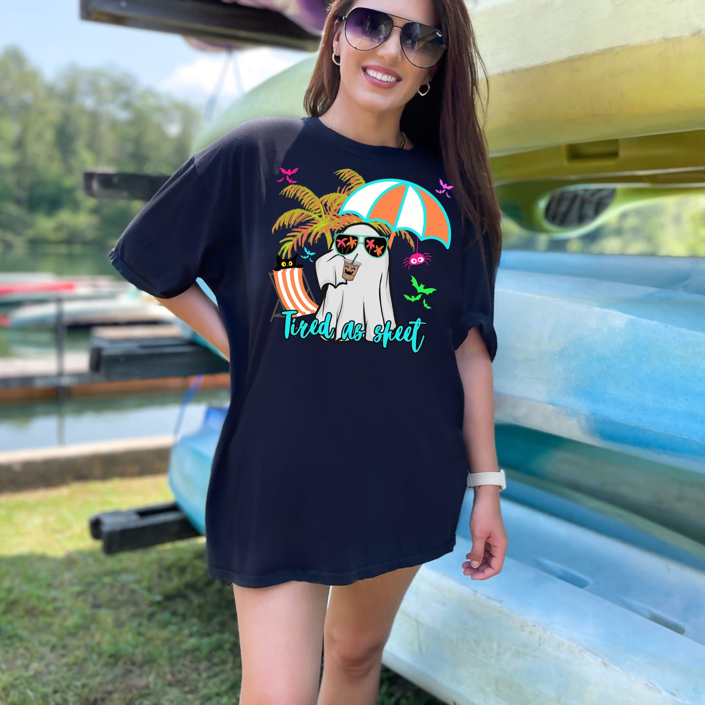 Tired As Sheet Summer Ghost T-Shirt - WaveBerry Threads