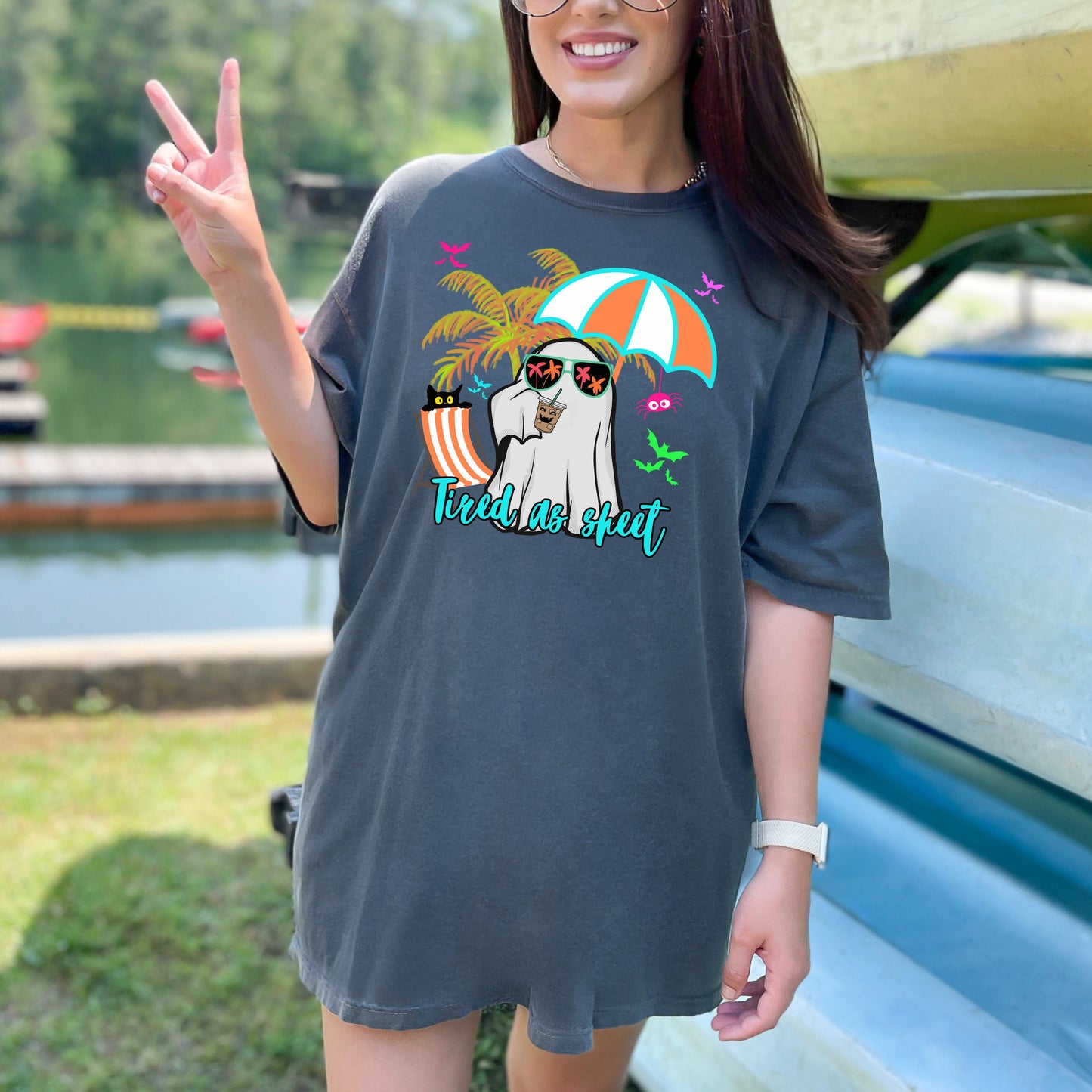 Tired As Sheet Summer Ghost T-Shirt - WaveBerry Threads