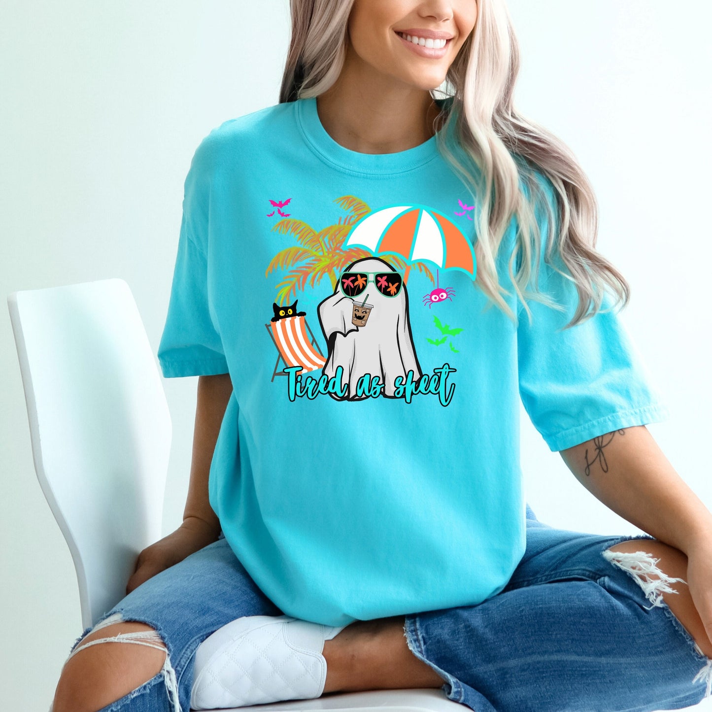 Tired As Sheet Summer Ghost T-Shirt - WaveBerry Threads