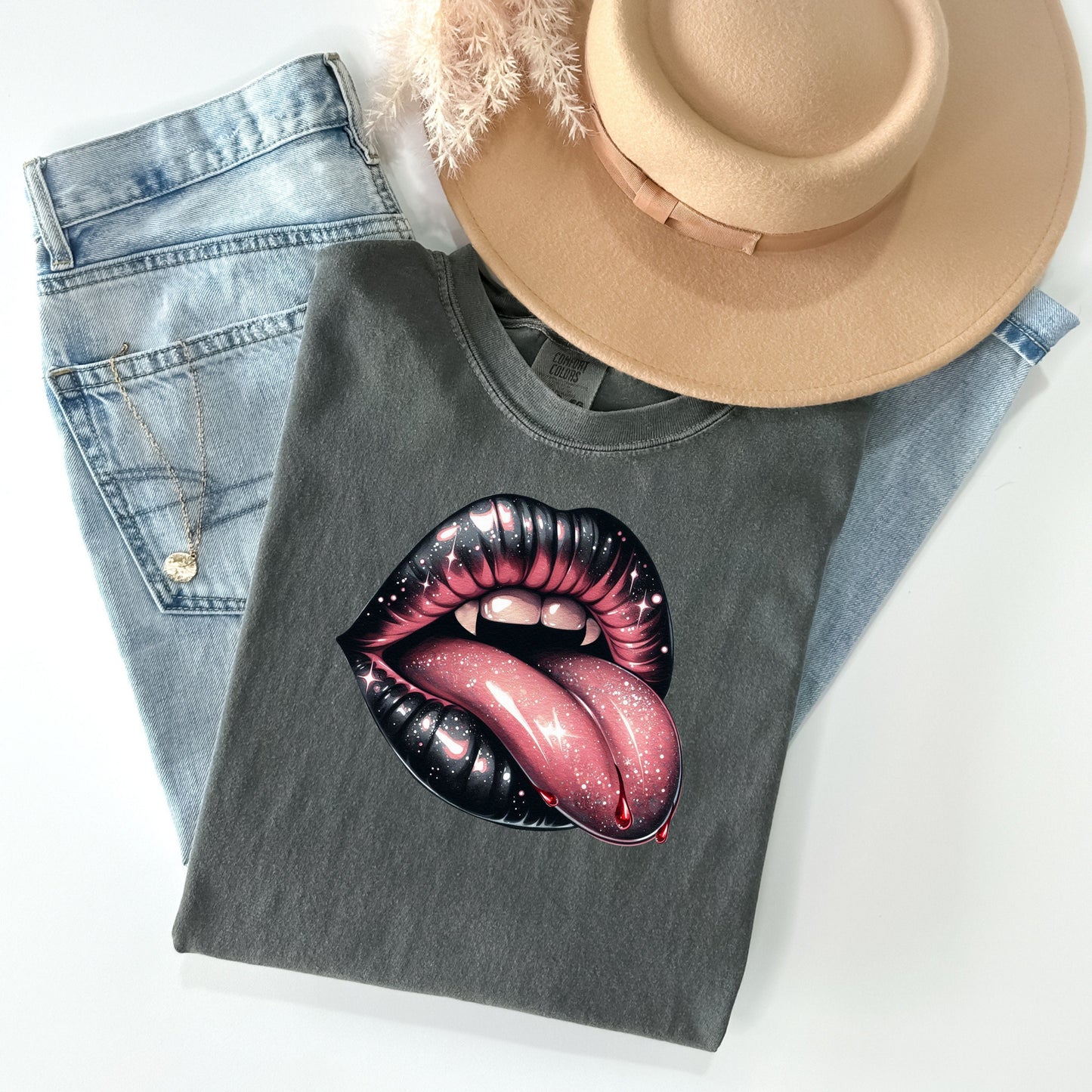 Vampire Fangs & Mouth T-Shirt - WaveBerry Threads