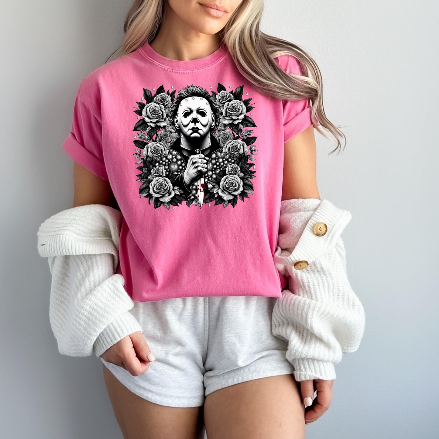 Michael Myers Floral T-Shirt - WaveBerry Threads