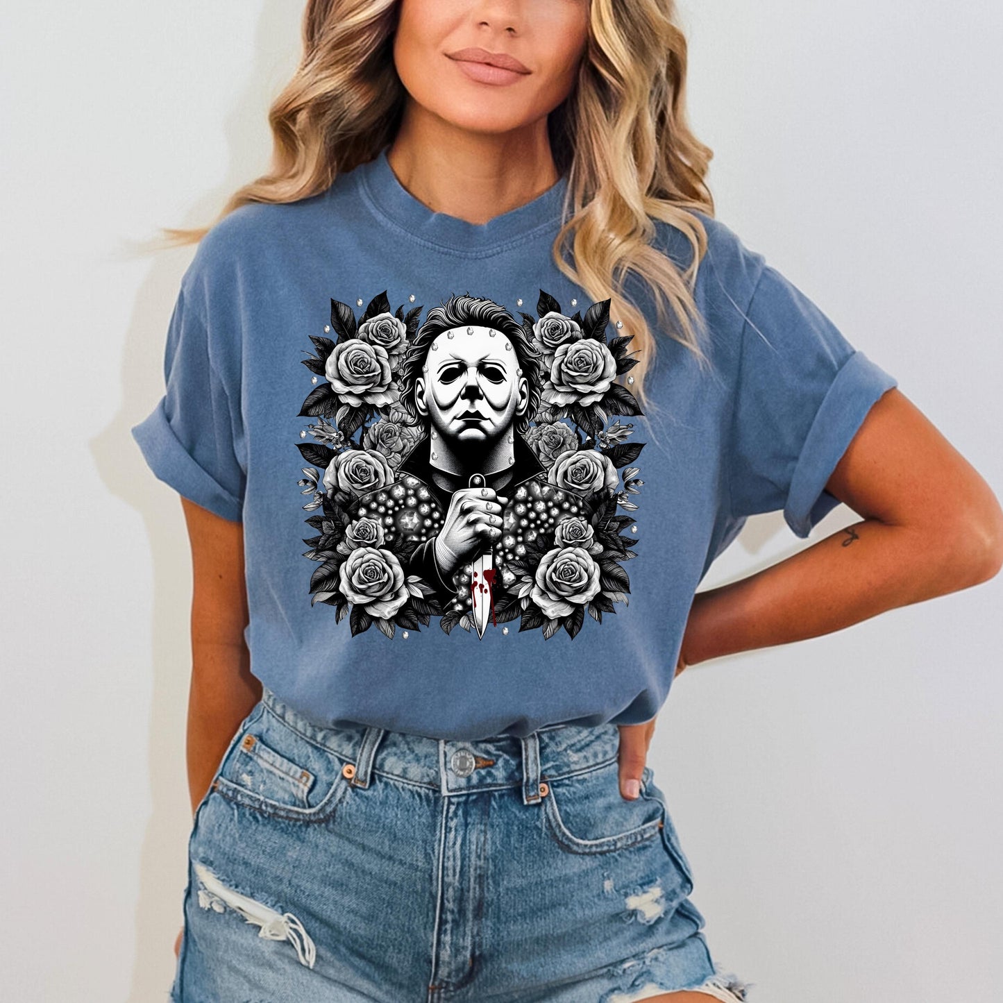 Michael Myers Floral T-Shirt - WaveBerry Threads