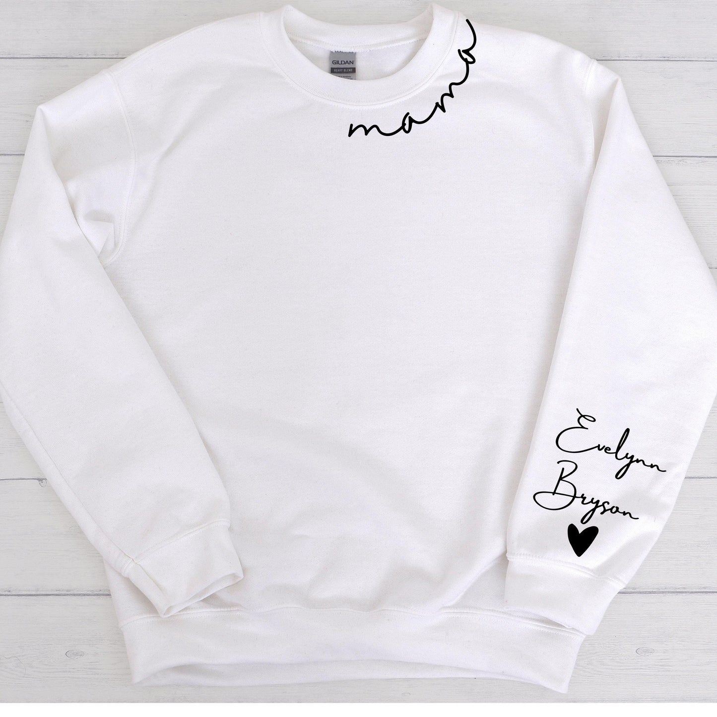 Custom Mama Sweatshirt With Kids Names On Sleeve - WaveBerry Threads
