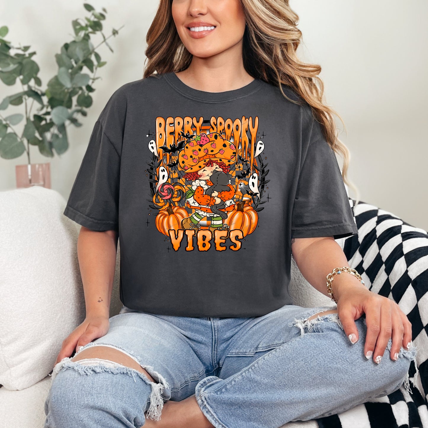 Strawberry Shortcake Berry Spooky Vibes Halloween T-Shirt - WaveBerry Threads