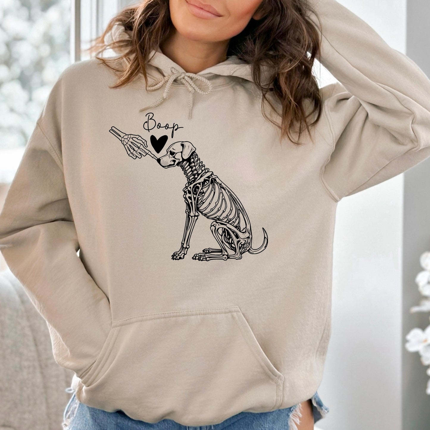 Skeleton Dog Boop Halloween Hoodie - WaveBerry Threads