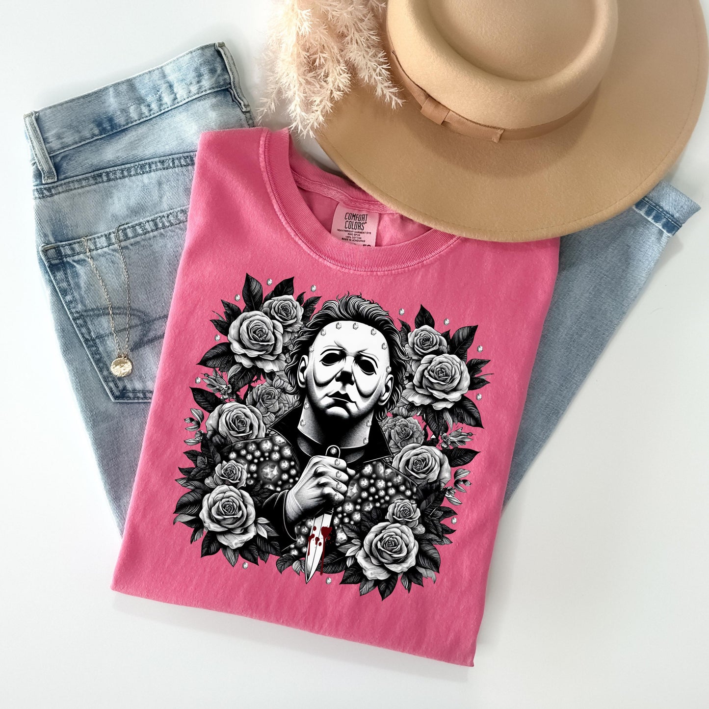 Michael Myers Floral T-Shirt - WaveBerry Threads