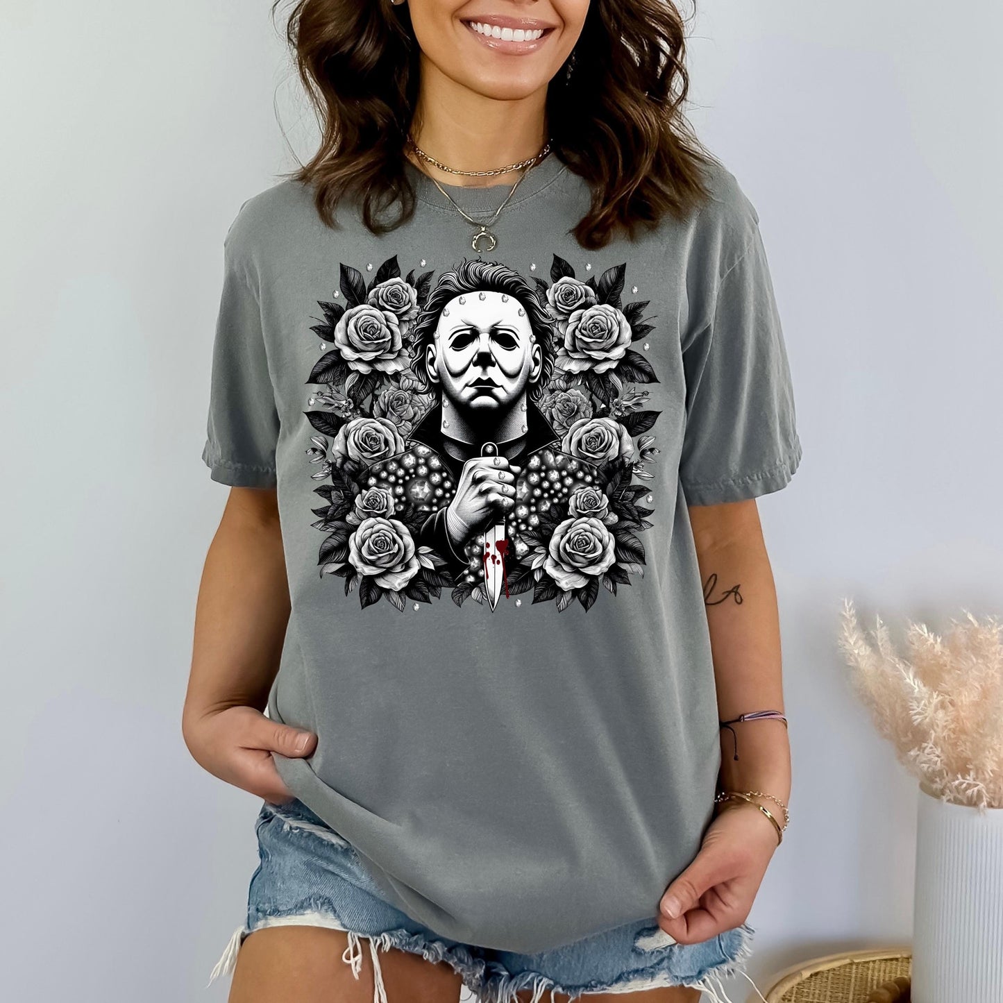 Michael Myers Floral T-Shirt - WaveBerry Threads