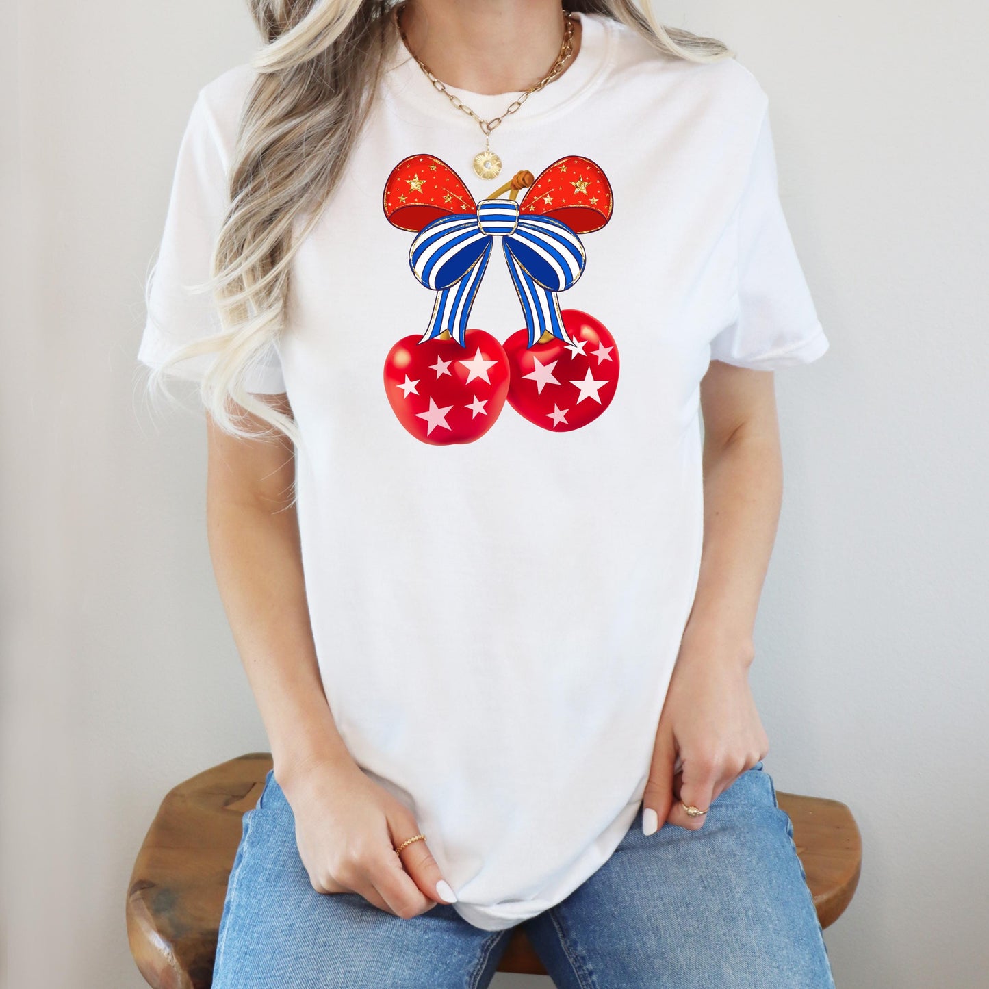 Coquette Patriotic Cherries T-Shirt - WaveBerry Threads
