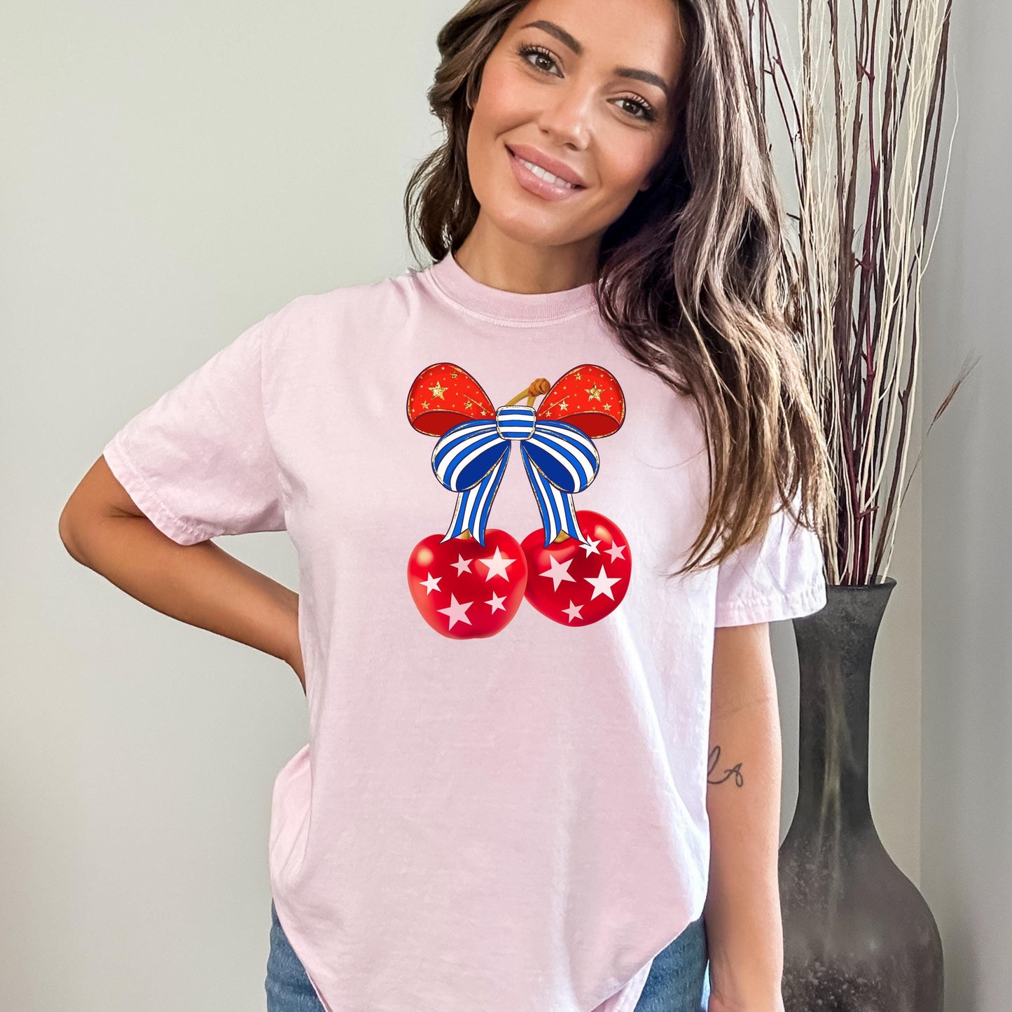 Coquette Patriotic Cherries T-Shirt - WaveBerry Threads