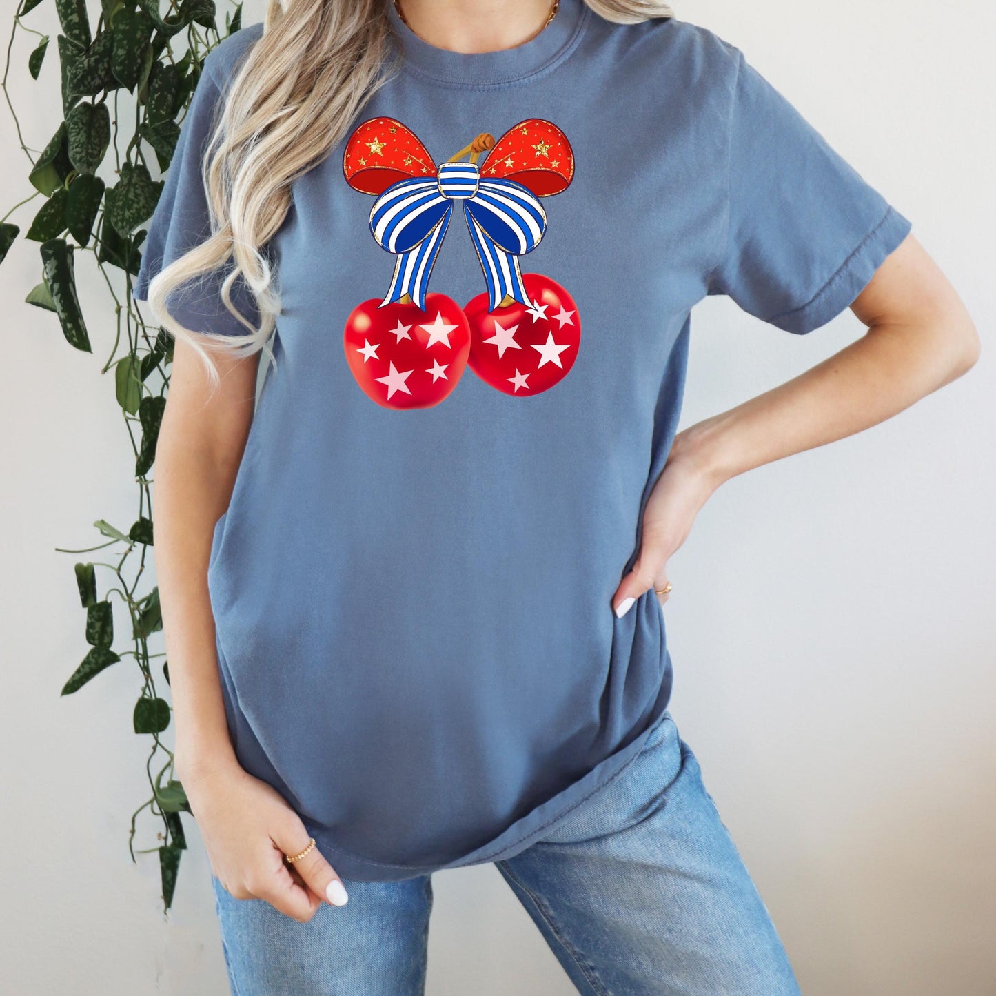 Coquette Patriotic Cherries T-Shirt - WaveBerry Threads