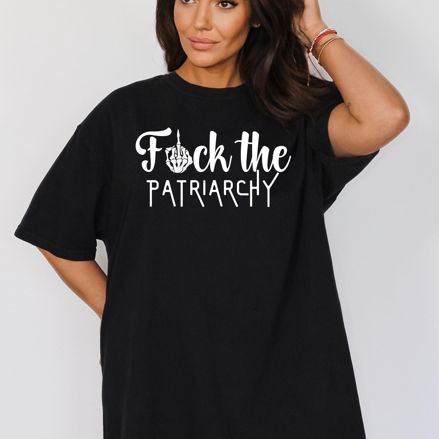 F*ck the Patriarchy Skeleton Hand Feminist T-Shirt - WaveBerry Threads