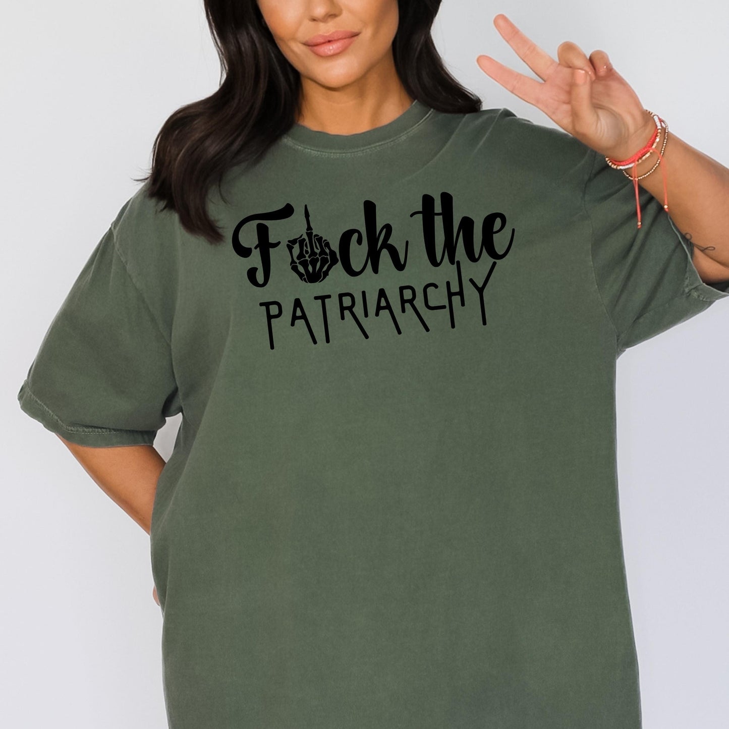 F*ck the Patriarchy Skeleton Hand Feminist T-Shirt - WaveBerry Threads