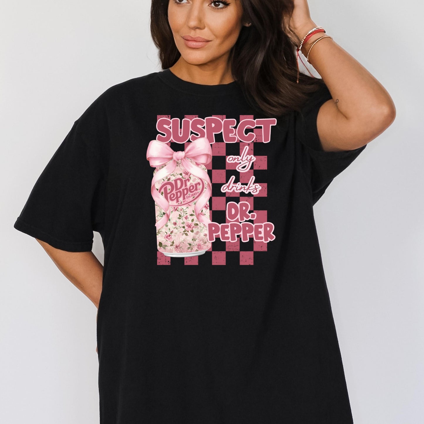 Dr. Pepper Suspect Shirt, Dr. Pepper Pink Bow Coquette Sweatshirt