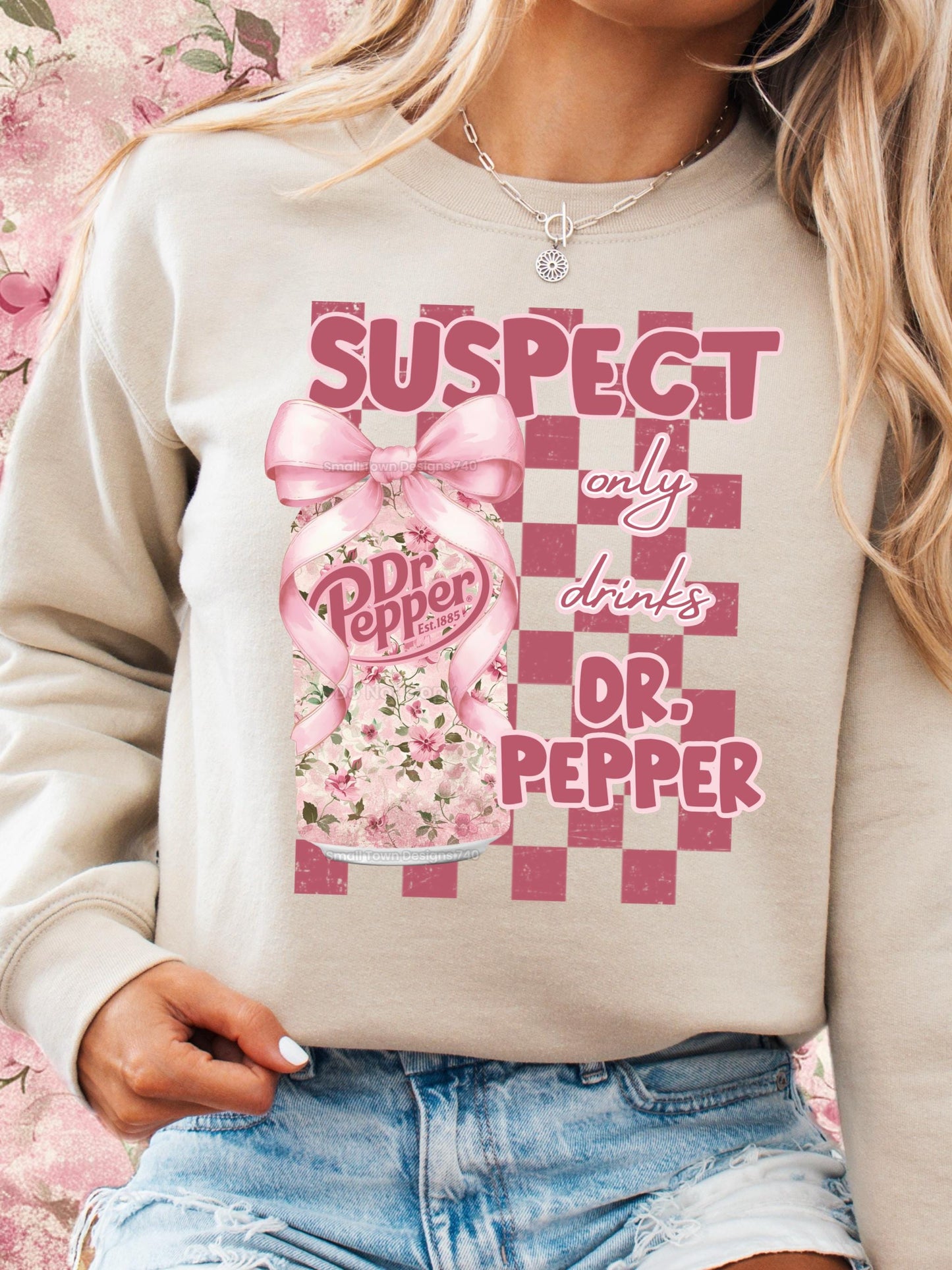 Dr. Pepper Suspect Shirt, Dr. Pepper Pink Bow Coquette Sweatshirt