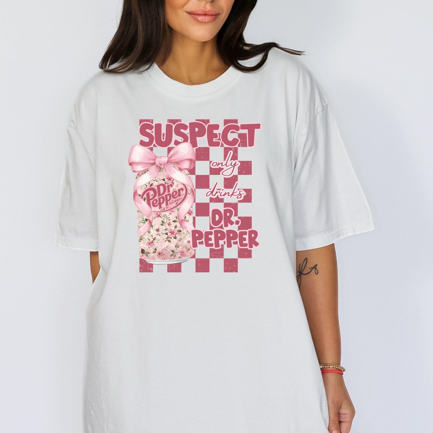 Dr. Pepper Suspect Shirt, Dr. Pepper Pink Bow Coquette Sweatshirt