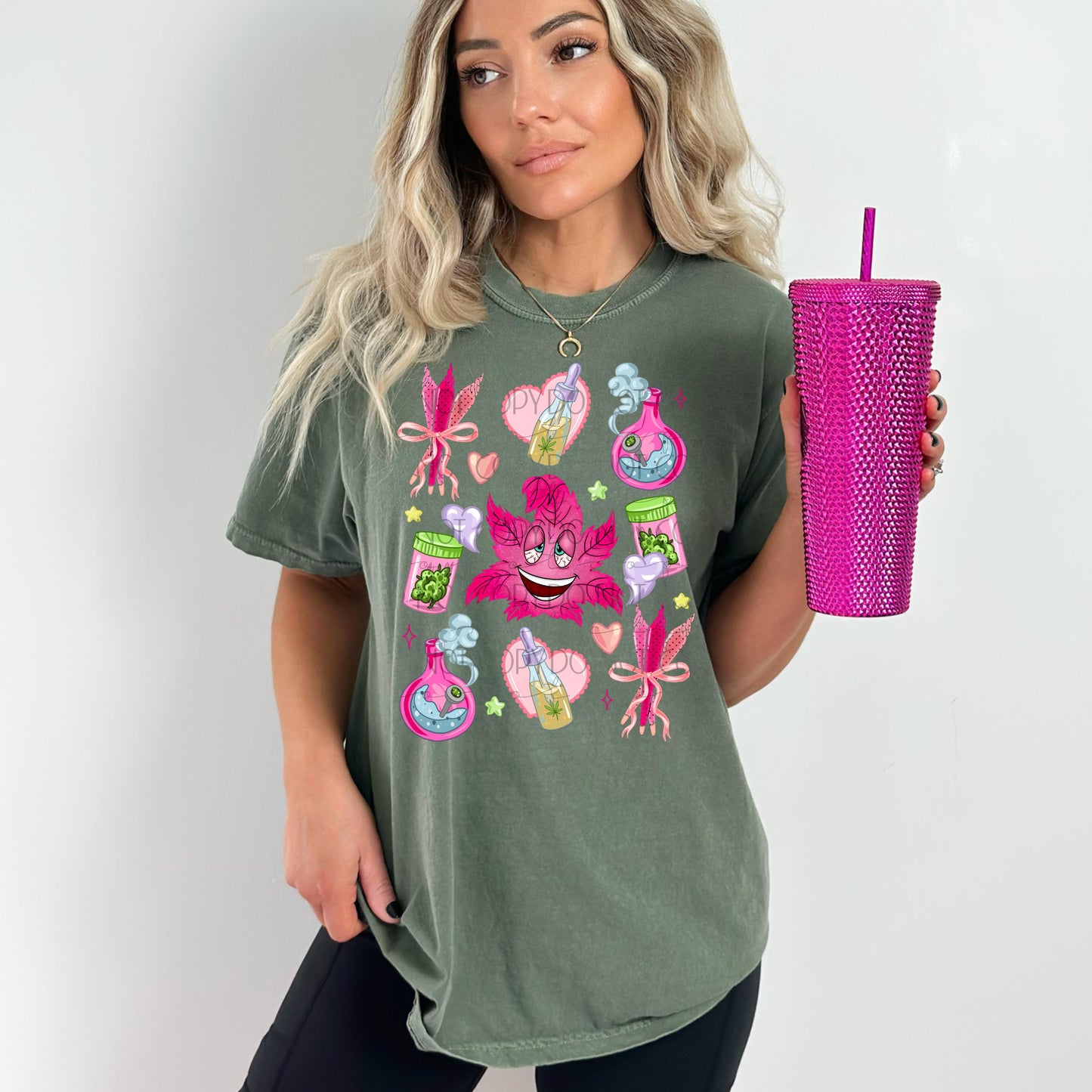 Girly Pink Cannabis T-Shirt